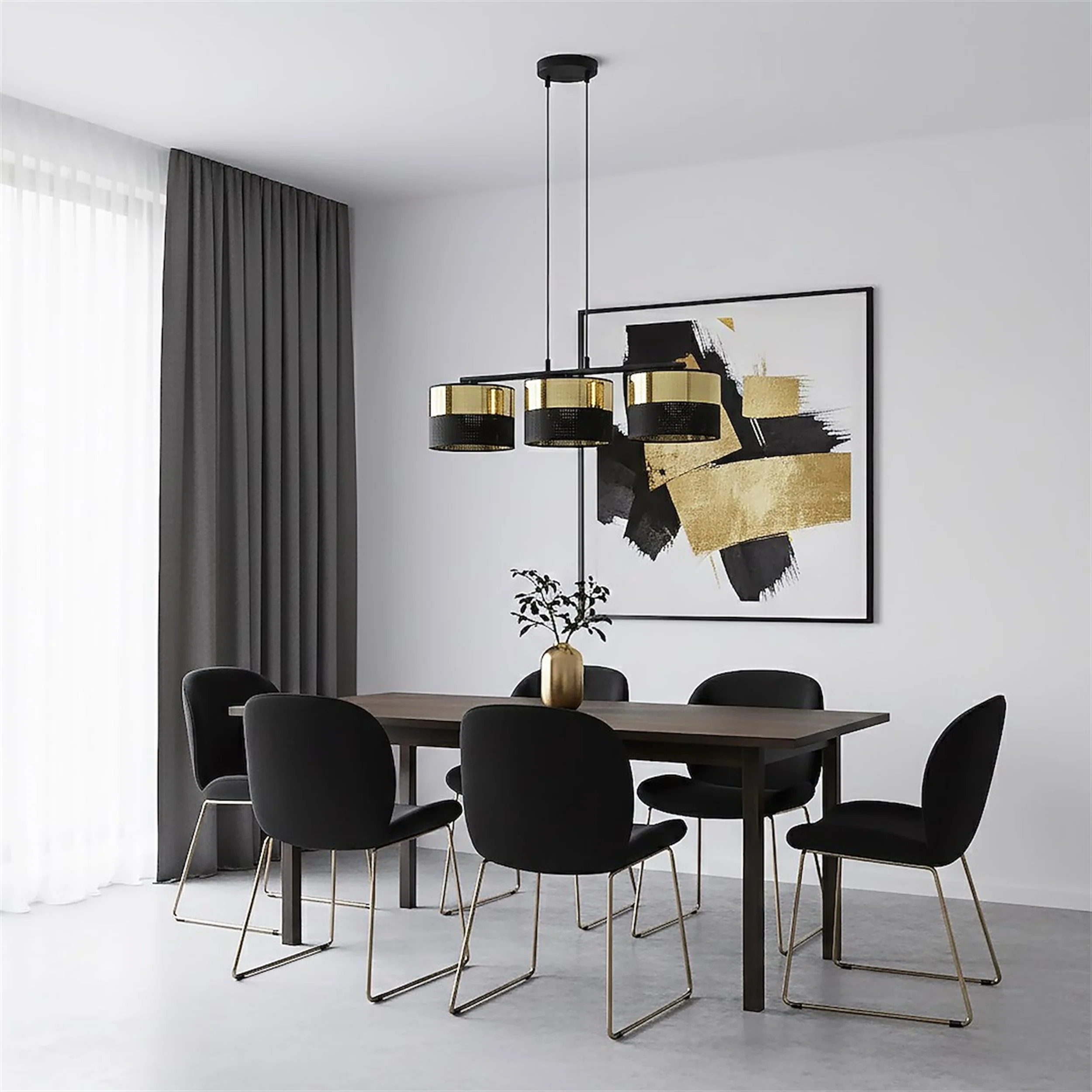Lampa wisząca Lux x3 czerń/złoto - Image 2