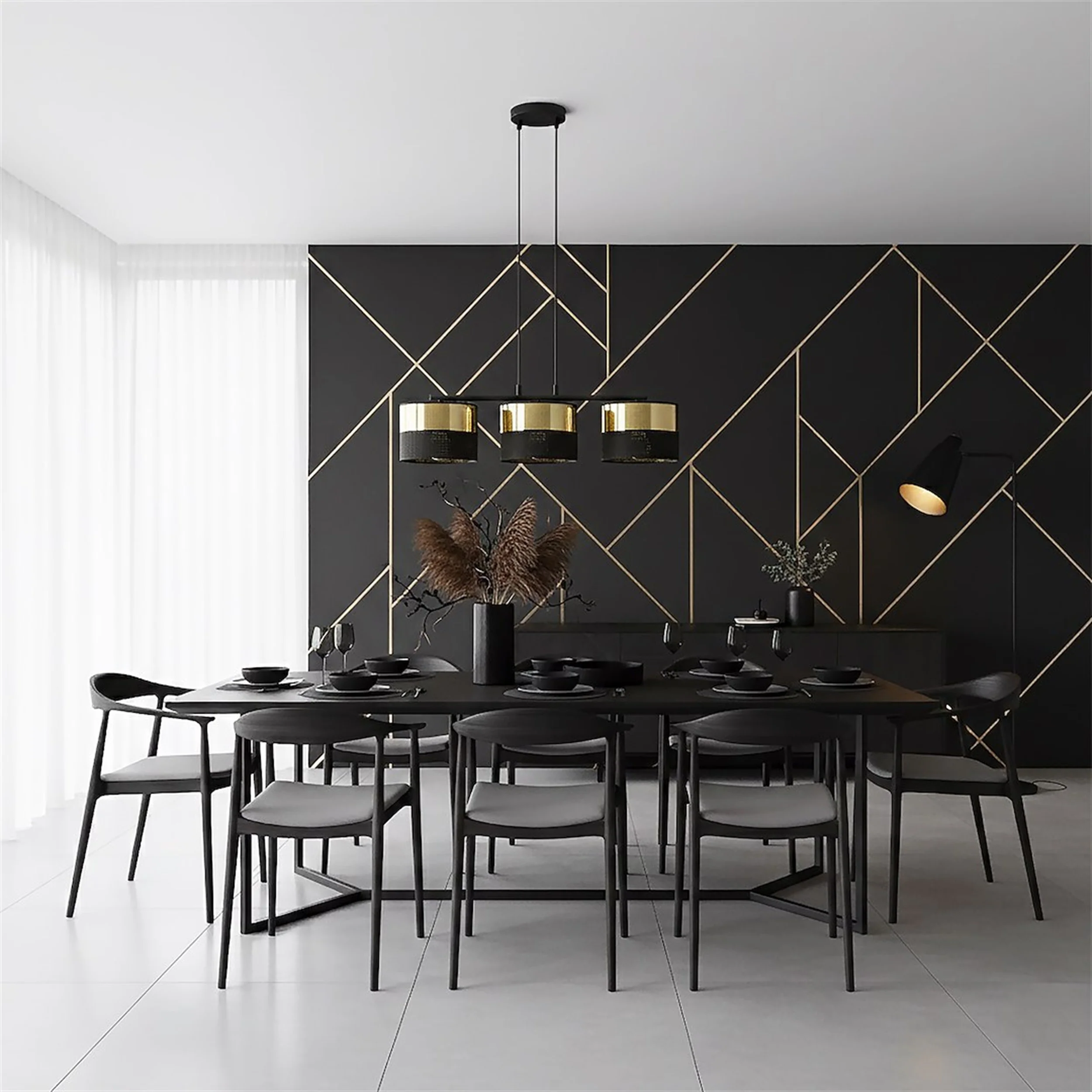 Lampa wisząca Lux x3 czerń/złoto - Image 3