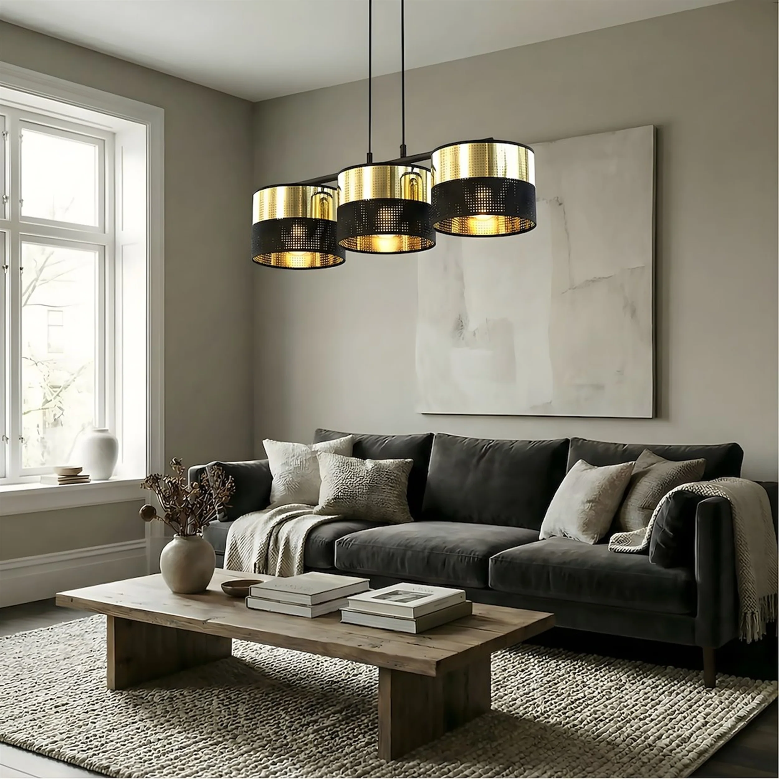 Lampa wisząca Lux x3 czerń/złoto - Image 6
