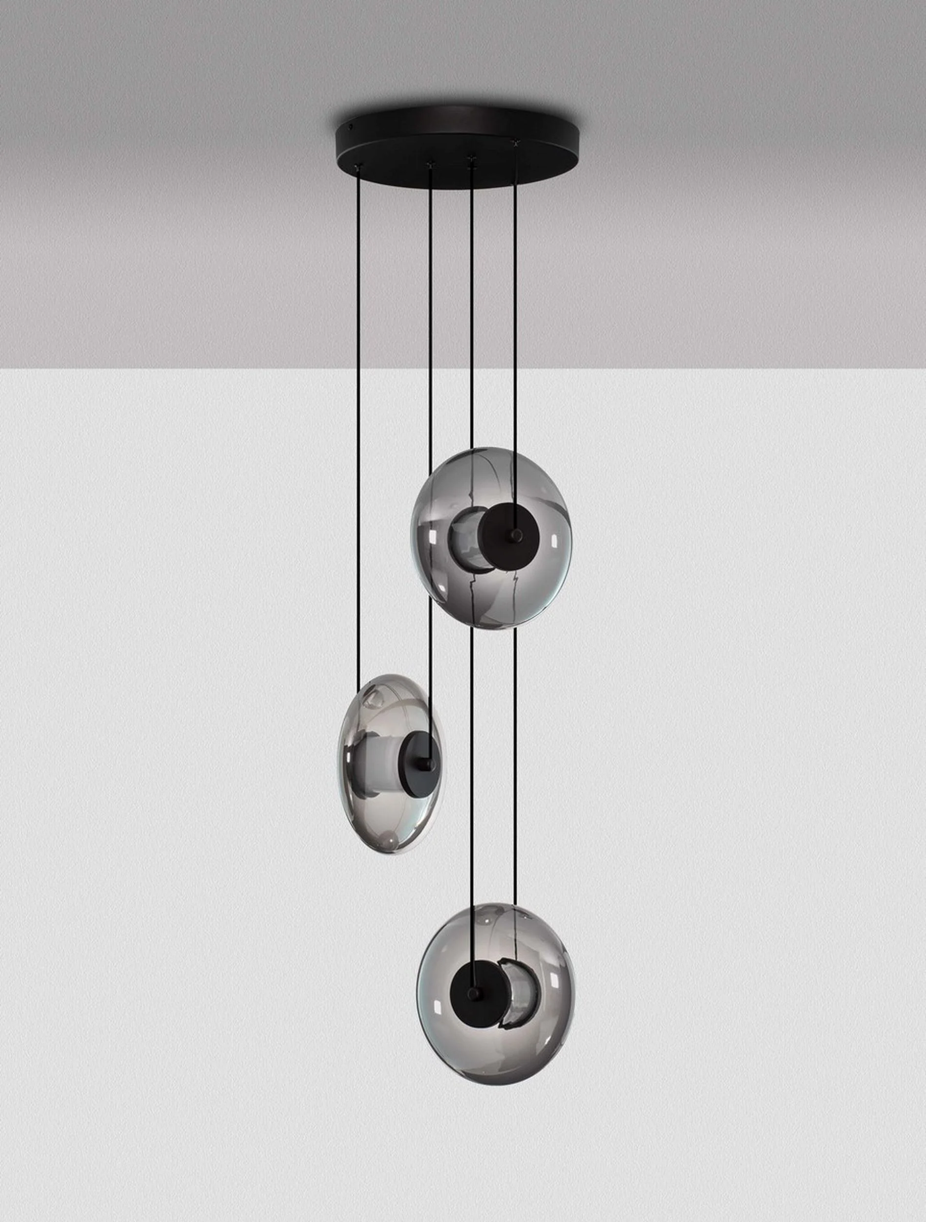 Lampa wisząca Lynoll LED na okrągłej podsufitce x3 czarna - Image 3