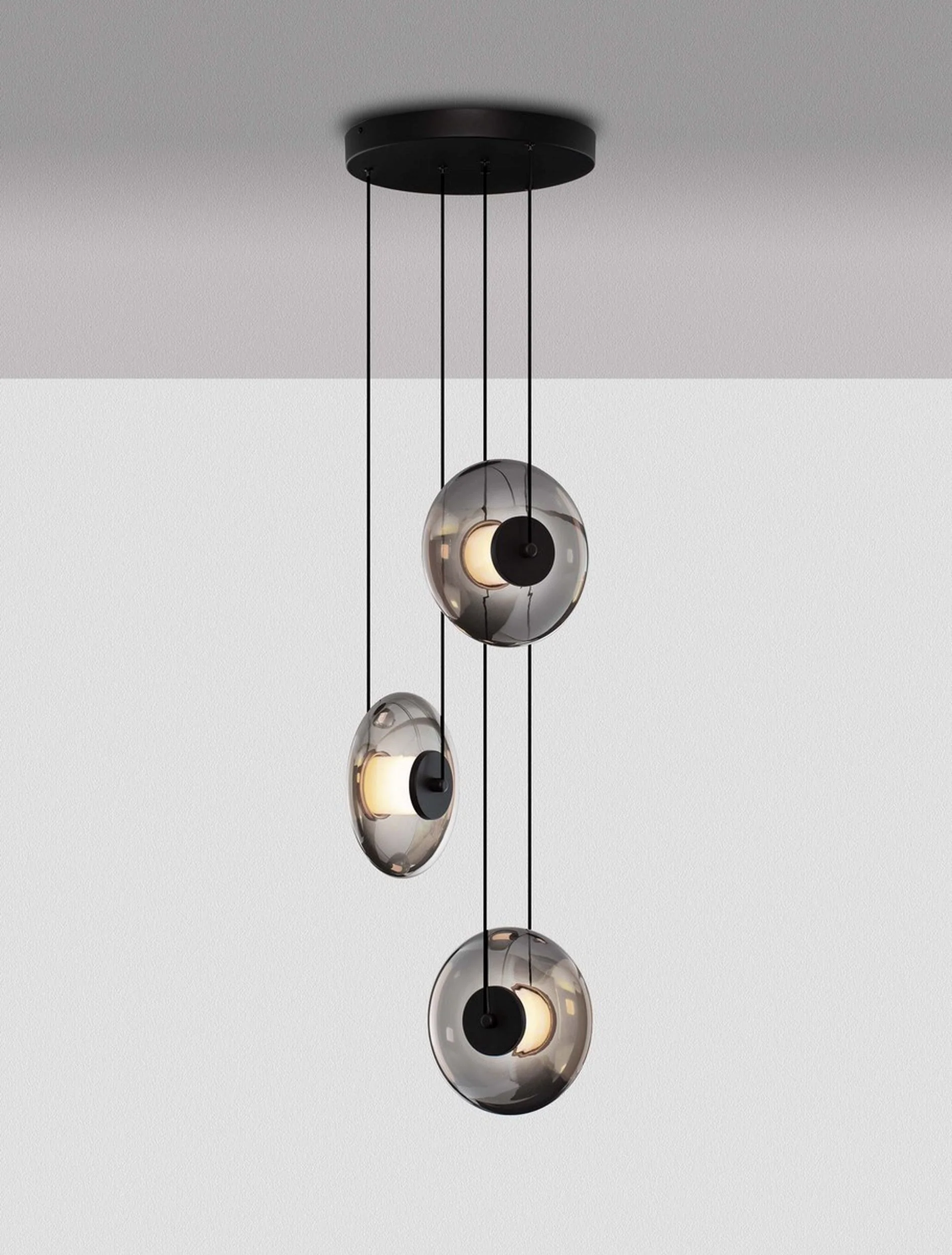 Lampa wisząca Lynoll LED na okrągłej podsufitce x3 czarna - Image 4