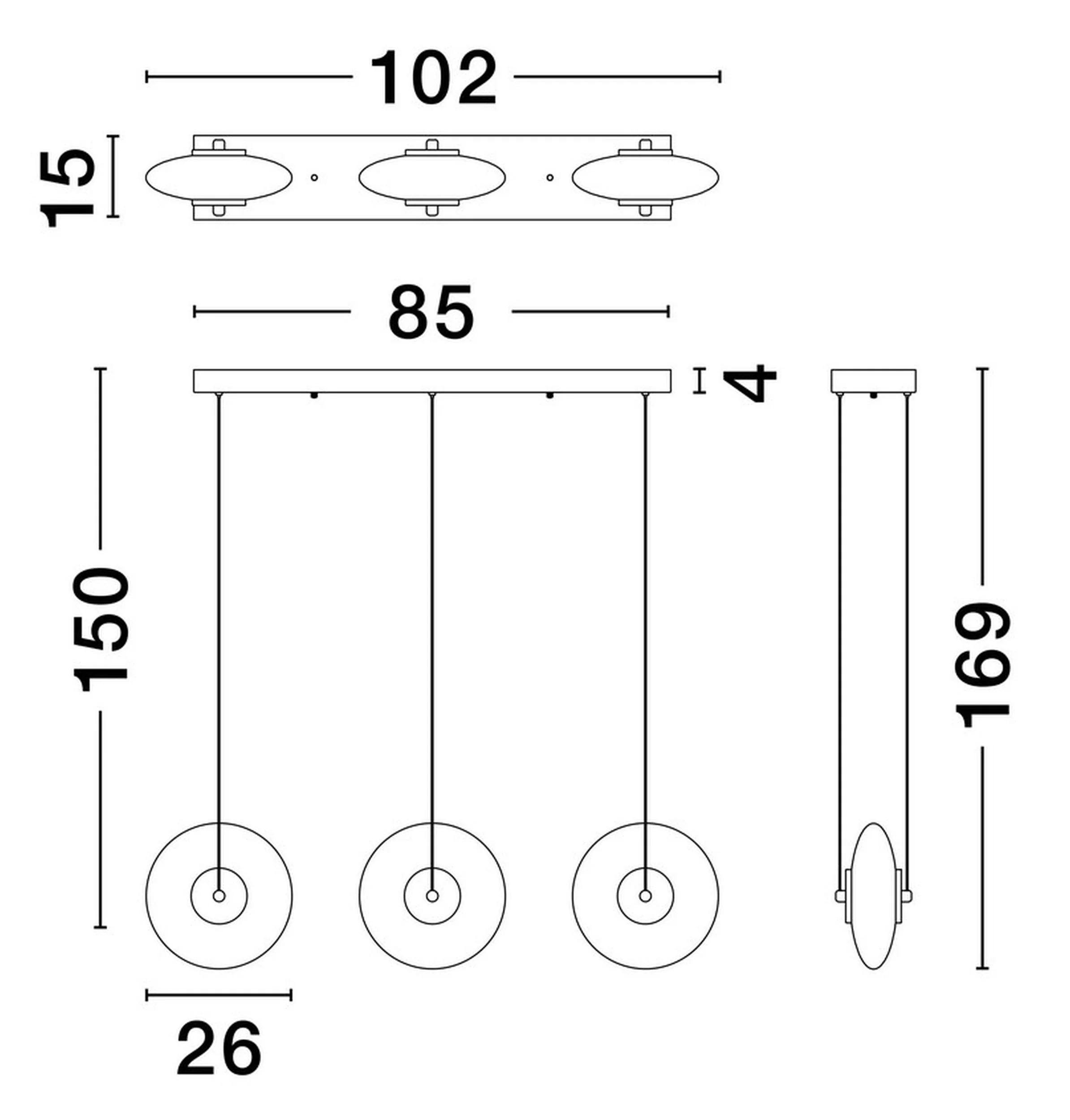 Lampa wisząca Lynoll LED x3 czarna - Image 6
