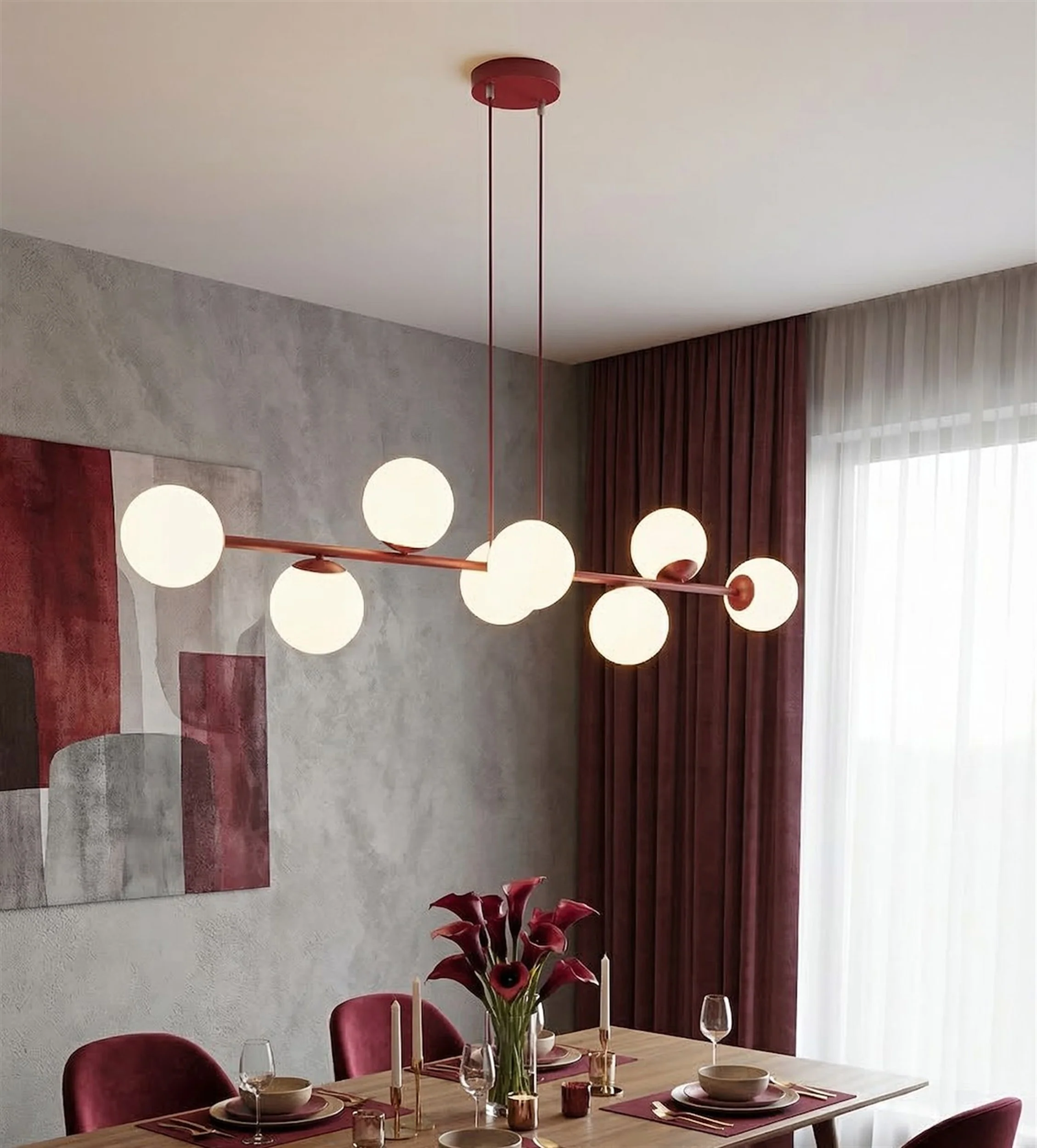 Lampa wisząca Magnus x8 burgund opal - Image 2