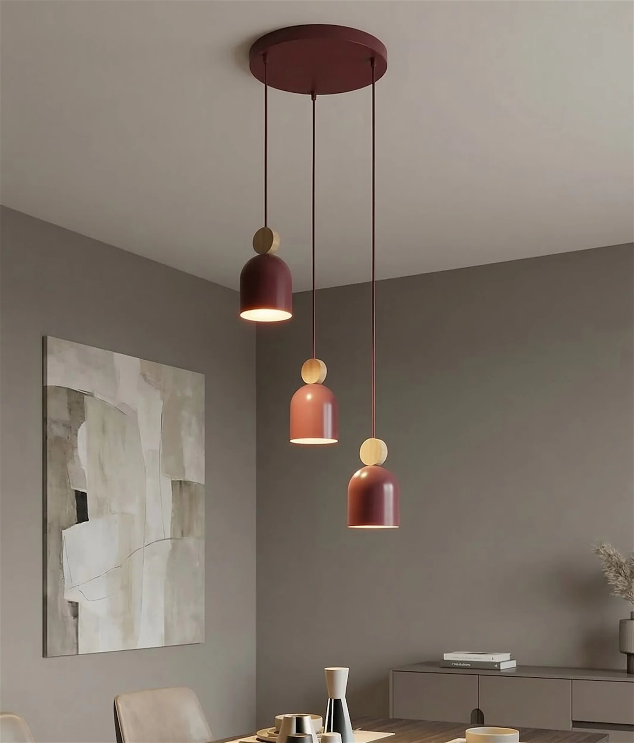 Lampa wisząca Mesi Premium x3 burgund - Image 3