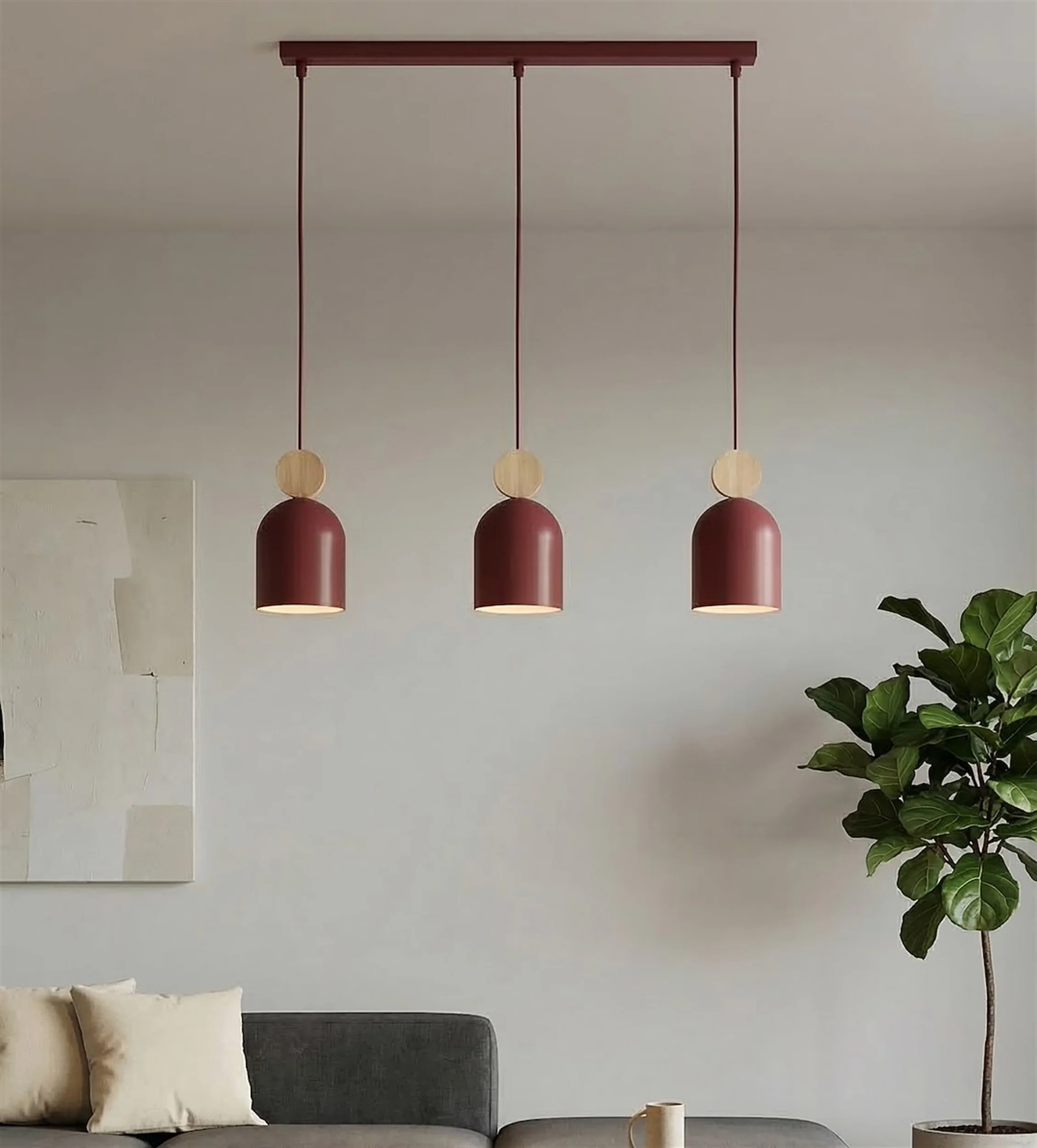 Lampa wisząca Mesi x3 burgundowa - Image 3
