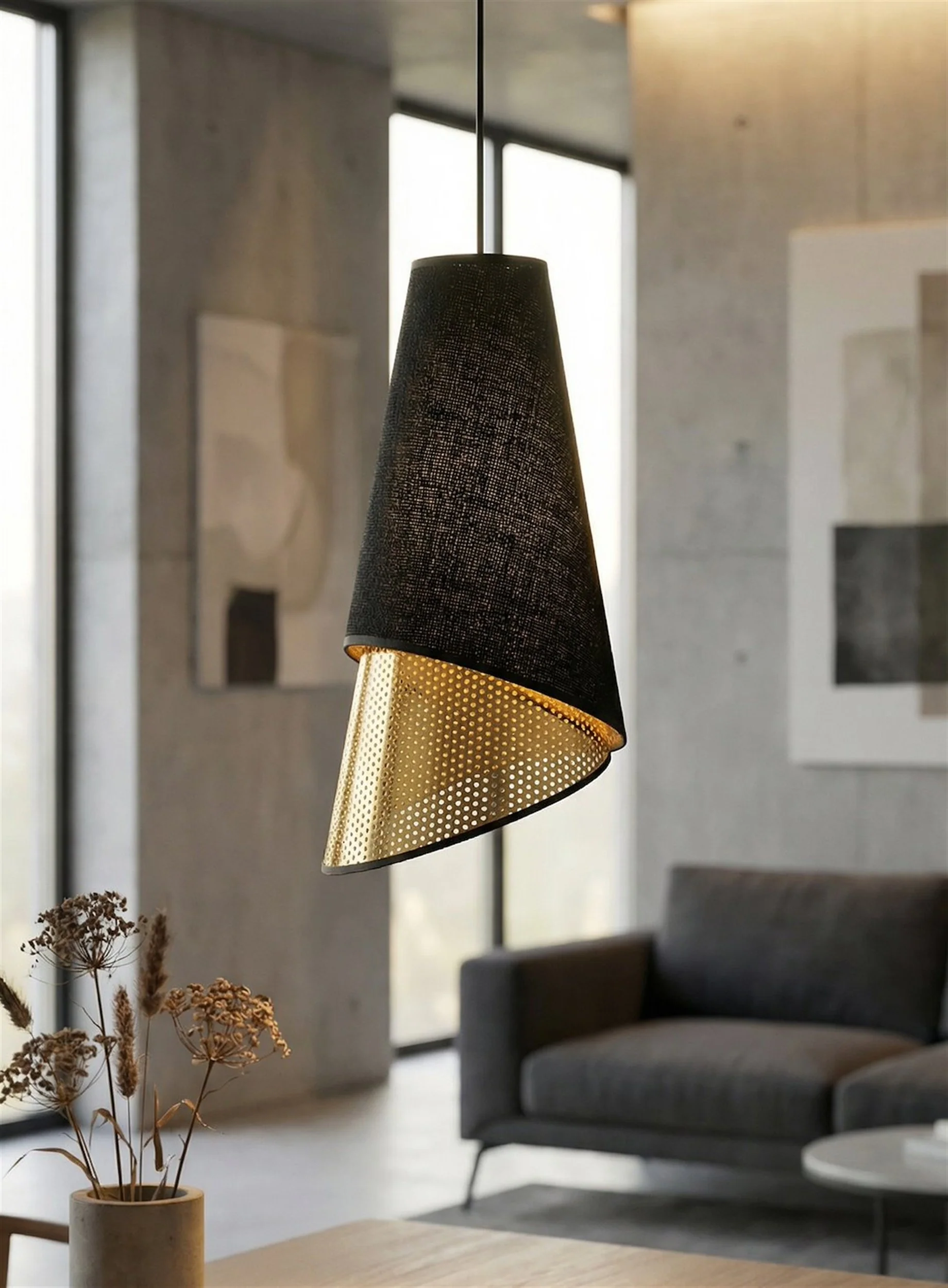 Lampa wisząca Moda x3 czerń/złoto - Image 2