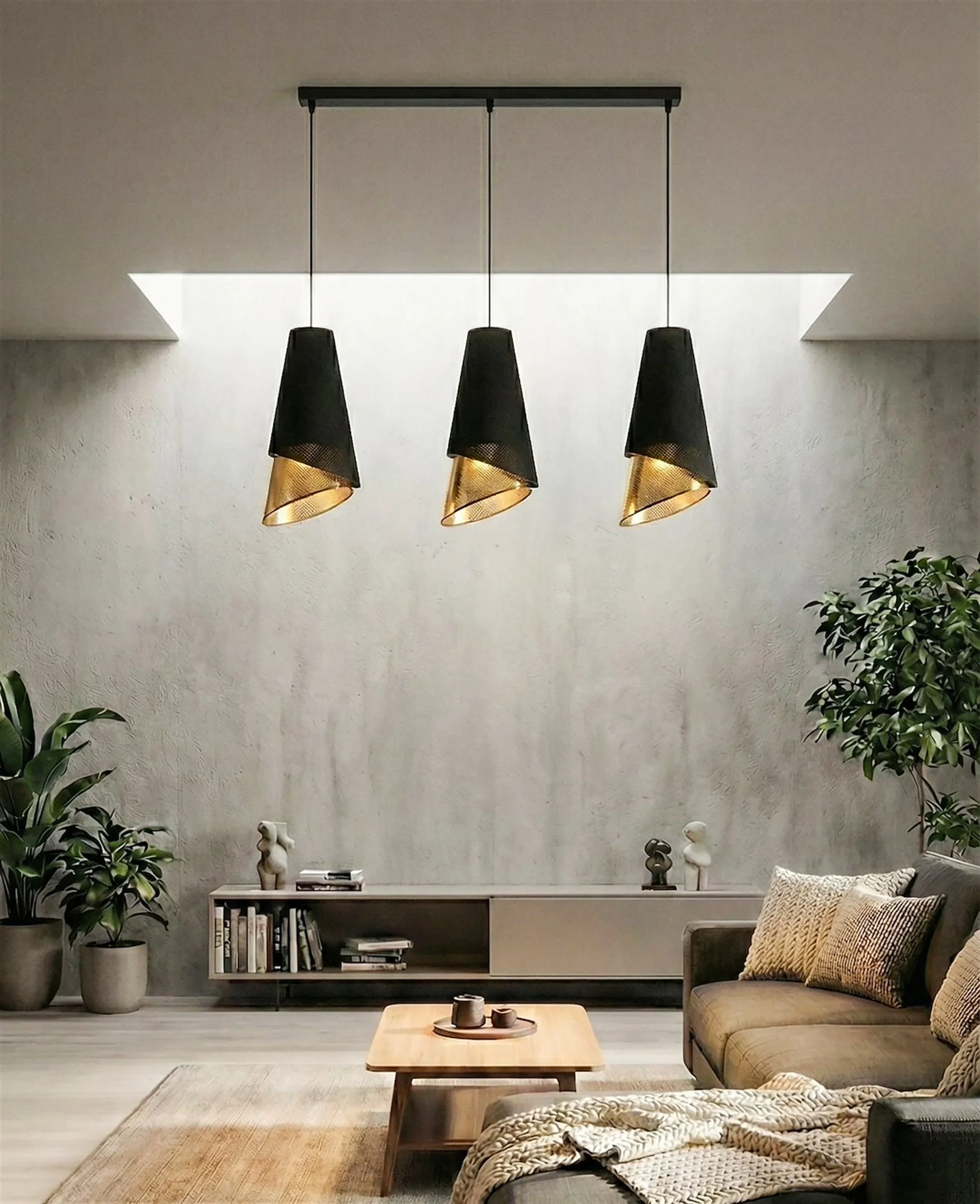 Lampa wisząca Moda x3 czerń/złoto - Image 3