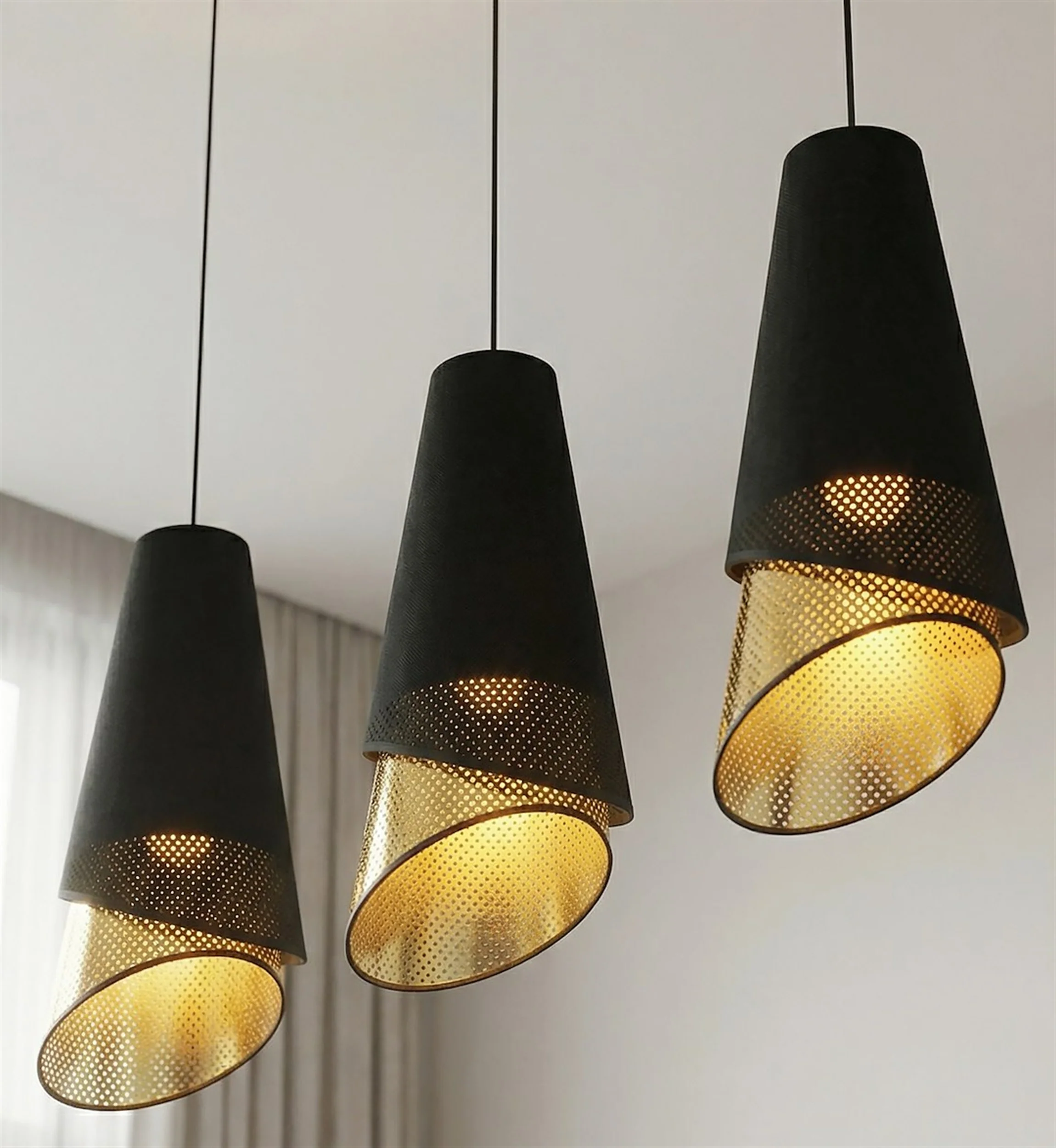Lampa wisząca Moda x3 czerń/złoto - Image 4