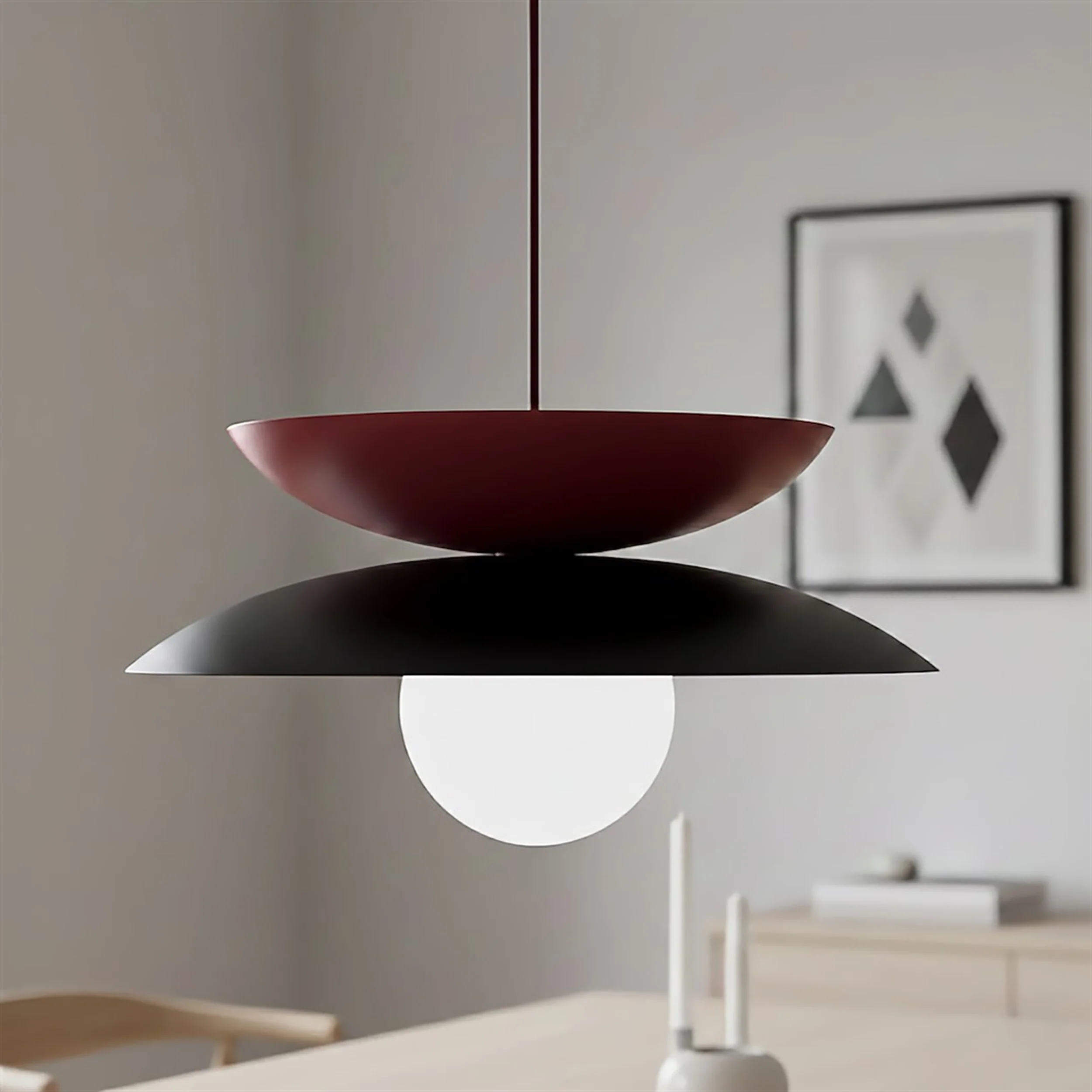 Lampa wisząca Nagoya czerń/burgund - Image 3