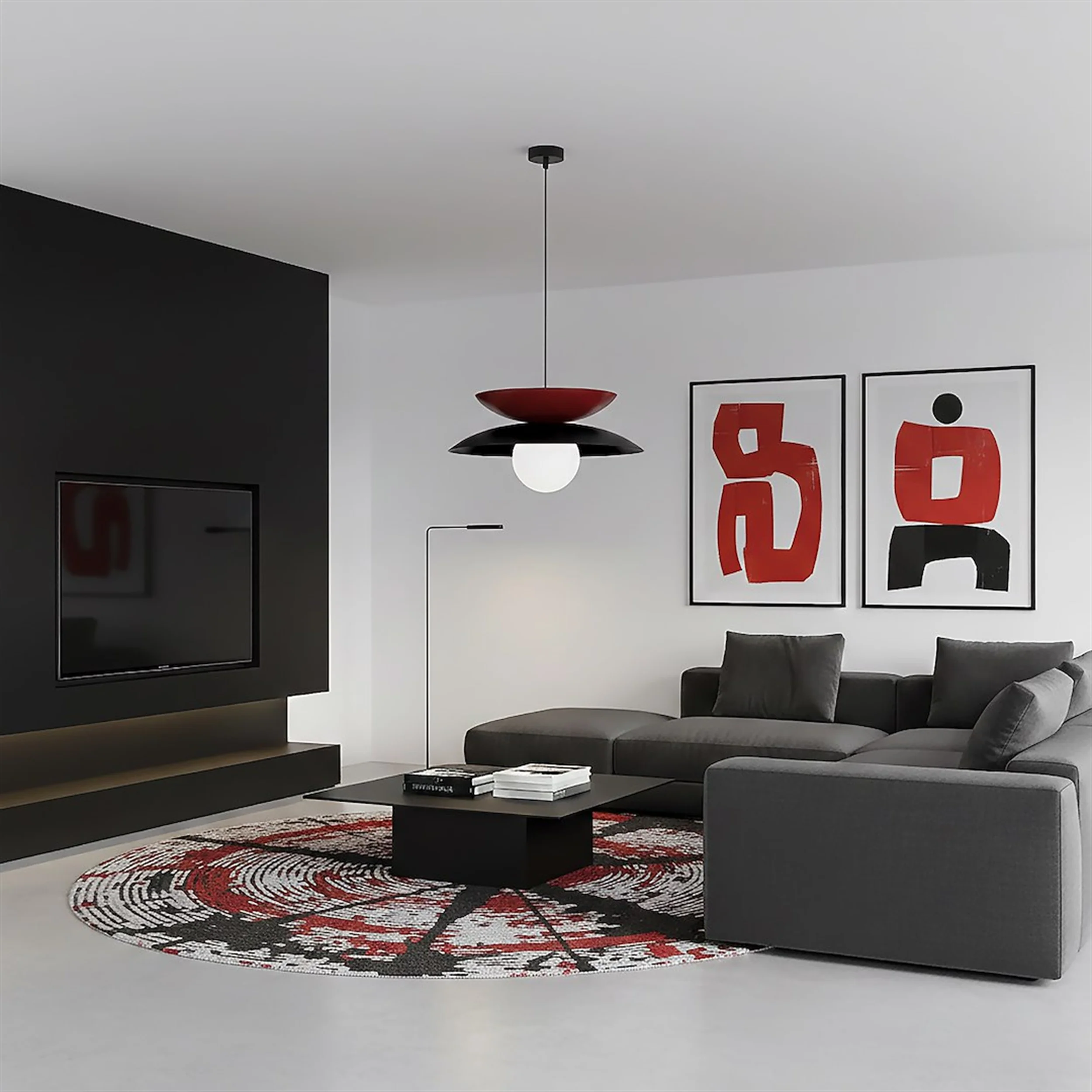 Lampa wisząca Nagoya czerń/burgund - Image 4