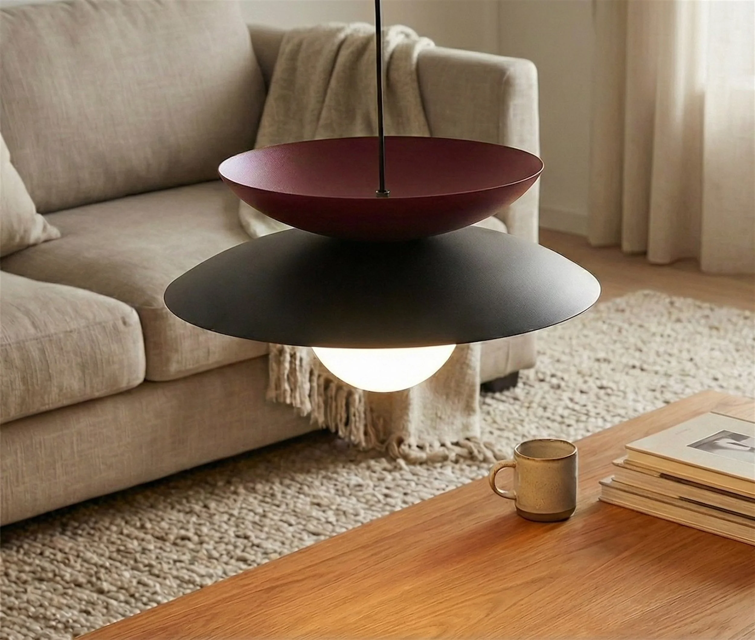 Lampa wisząca Nagoya czerń/burgund - Image 6