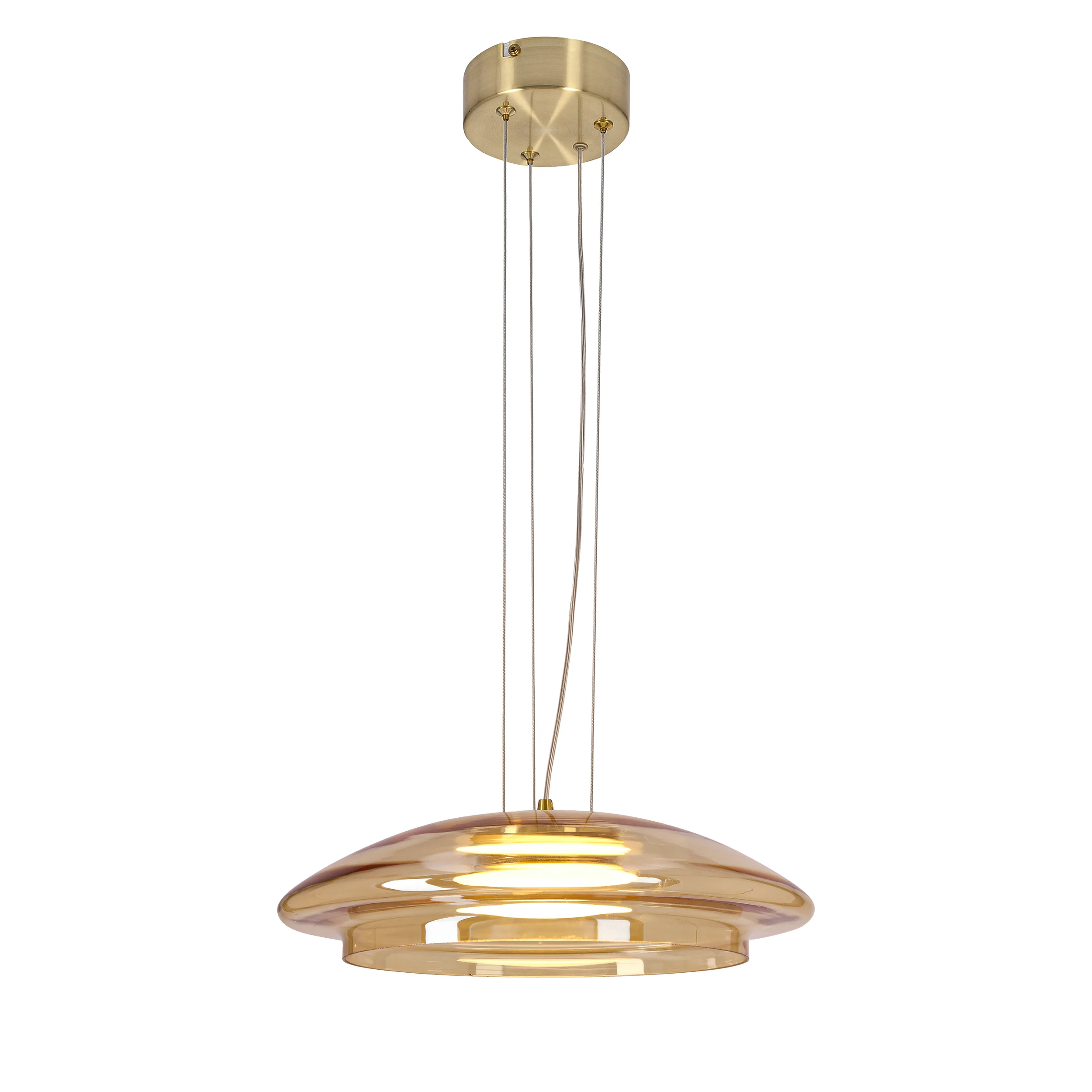 Lampa wisząca Ombre 34 złota GX53 10W z bursztynowo-białym kloszem