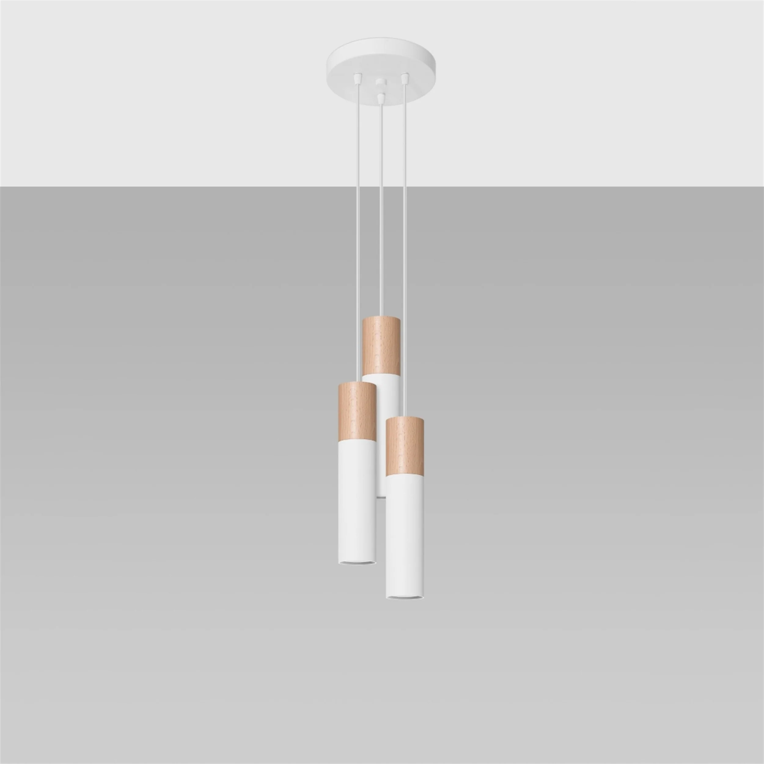 Lampa wisząca Pablo x3 biała na okrągłej podsufitce - Image 2