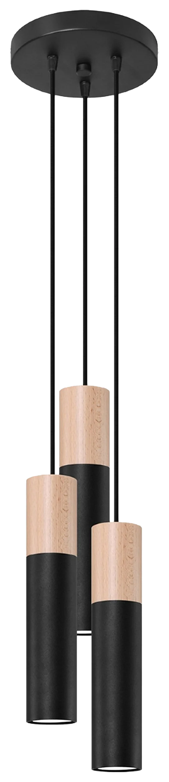 Lampa wisząca Pablo x3 czarna na okrągłej podsufitce