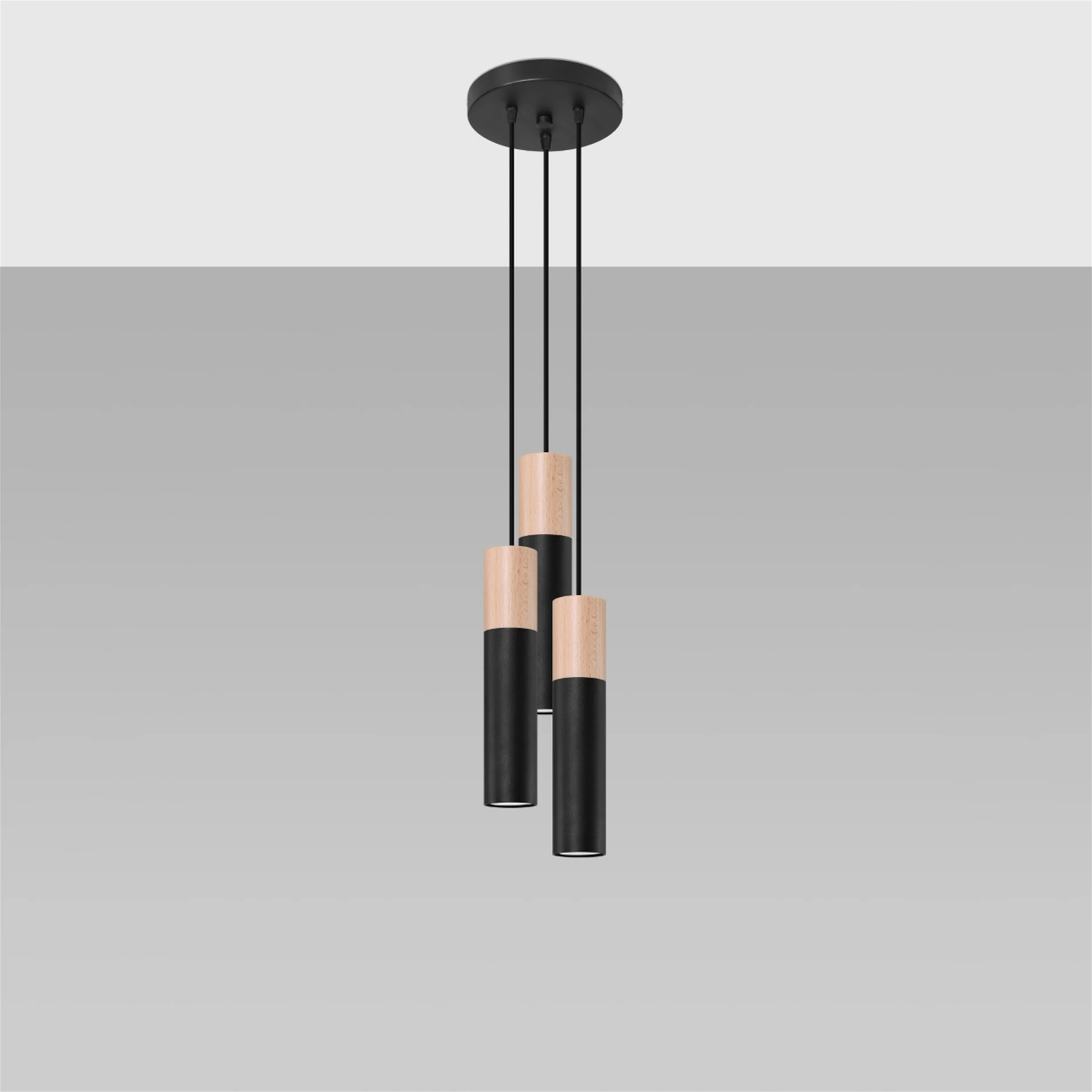 Lampa wisząca Pablo x3 czarna na okrągłej podsufitce - Image 2