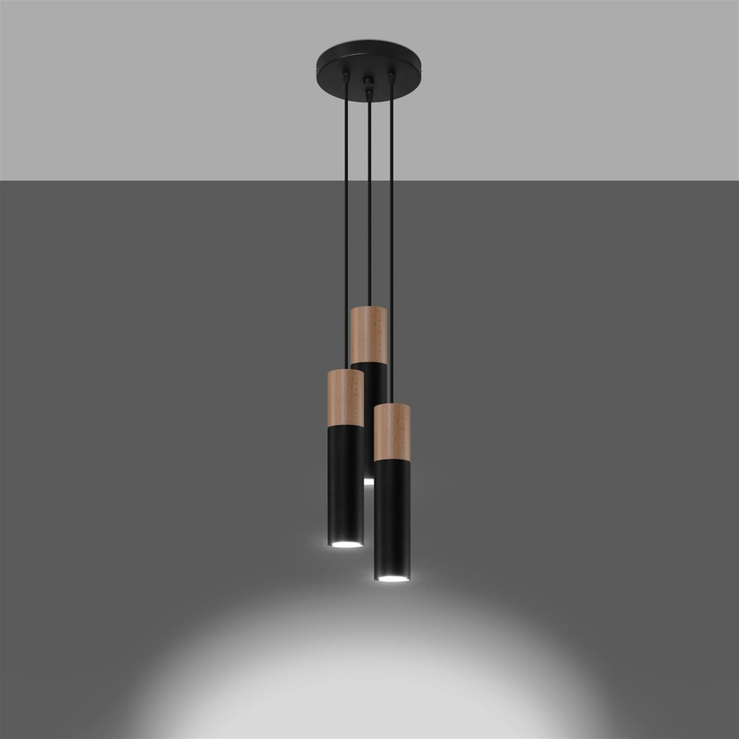Lampa wisząca Pablo x3 czarna na okrągłej podsufitce - Image 3