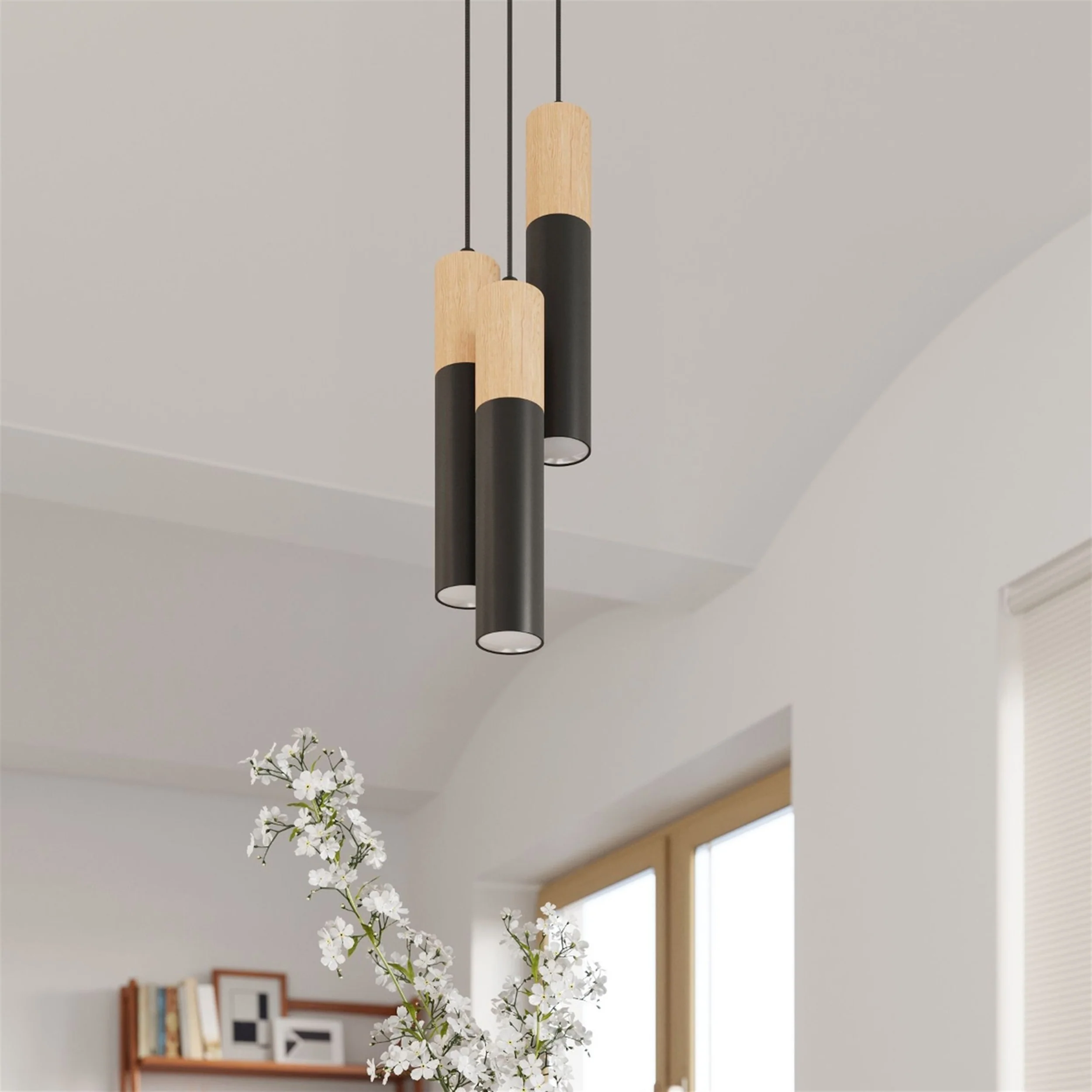 Lampa wisząca Pablo x3 czarna na okrągłej podsufitce - Image 6