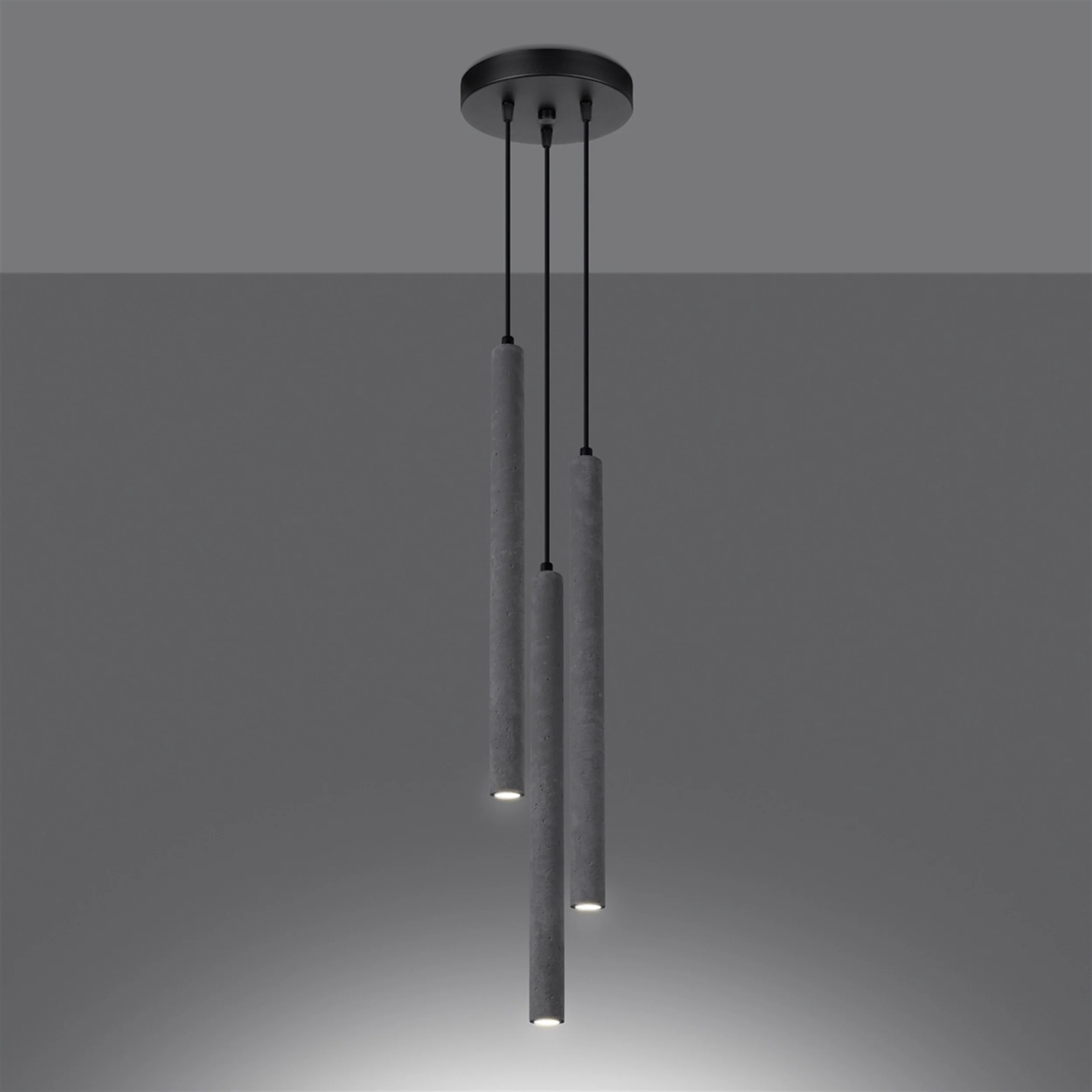Lampa wisząca Pastelo x3 beton na okrągłej podsufitce - Image 3