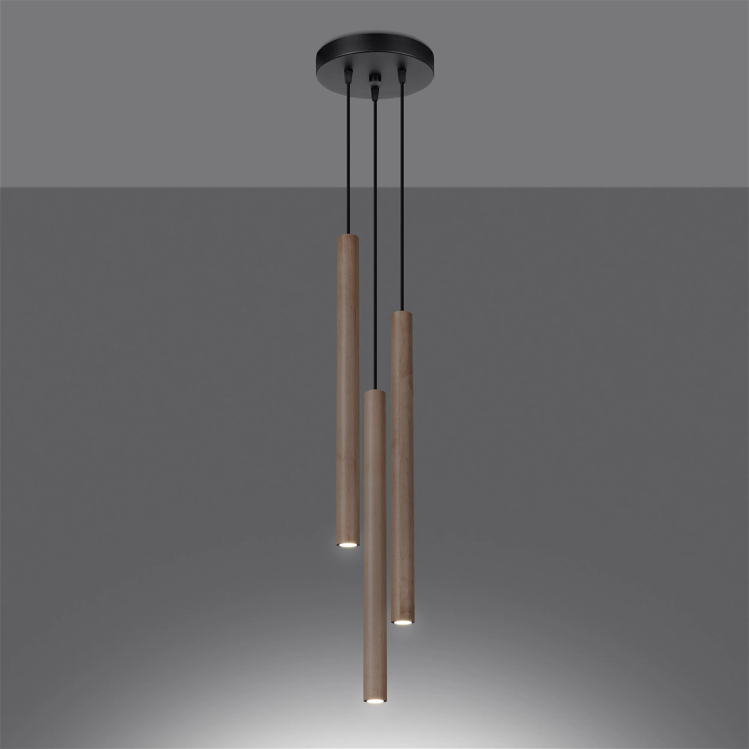 Lampa wisząca Pastelo x3 drewno na okrągłej podsufitce - Image 3