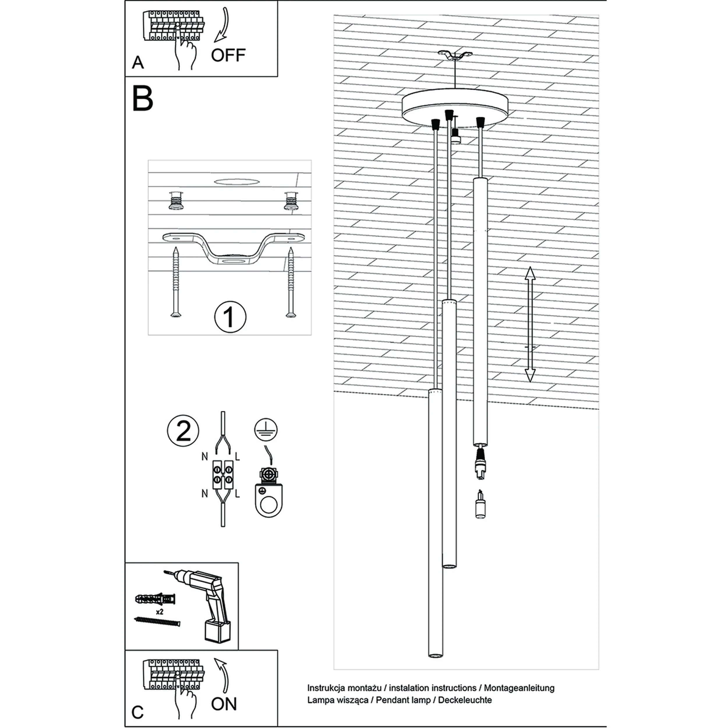 Lampa wisząca Pastelo x3 drewno na okrągłej podsufitce - Image 9