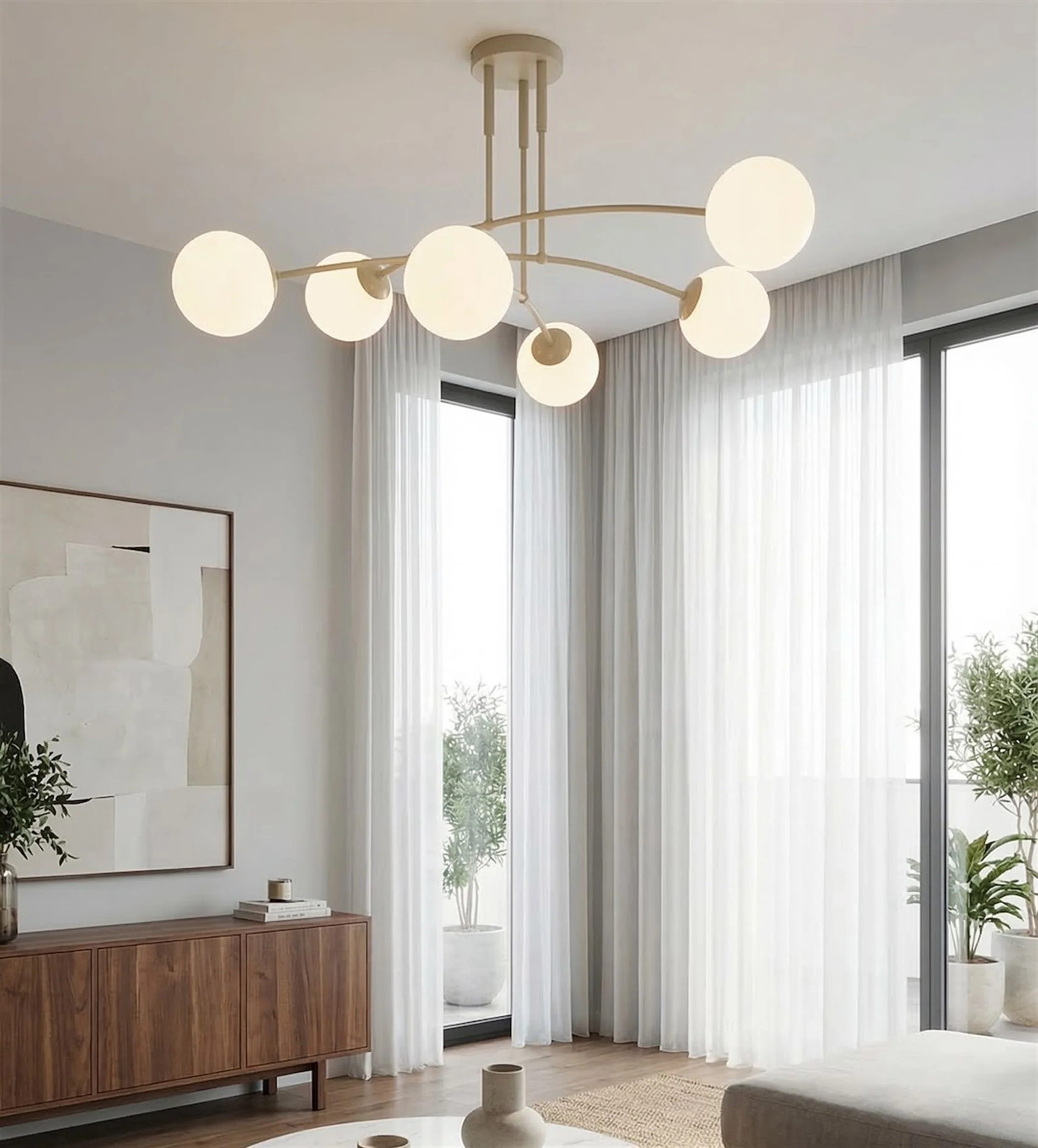 Lampa wisząca Pregos x6 mokka opal - Image 4