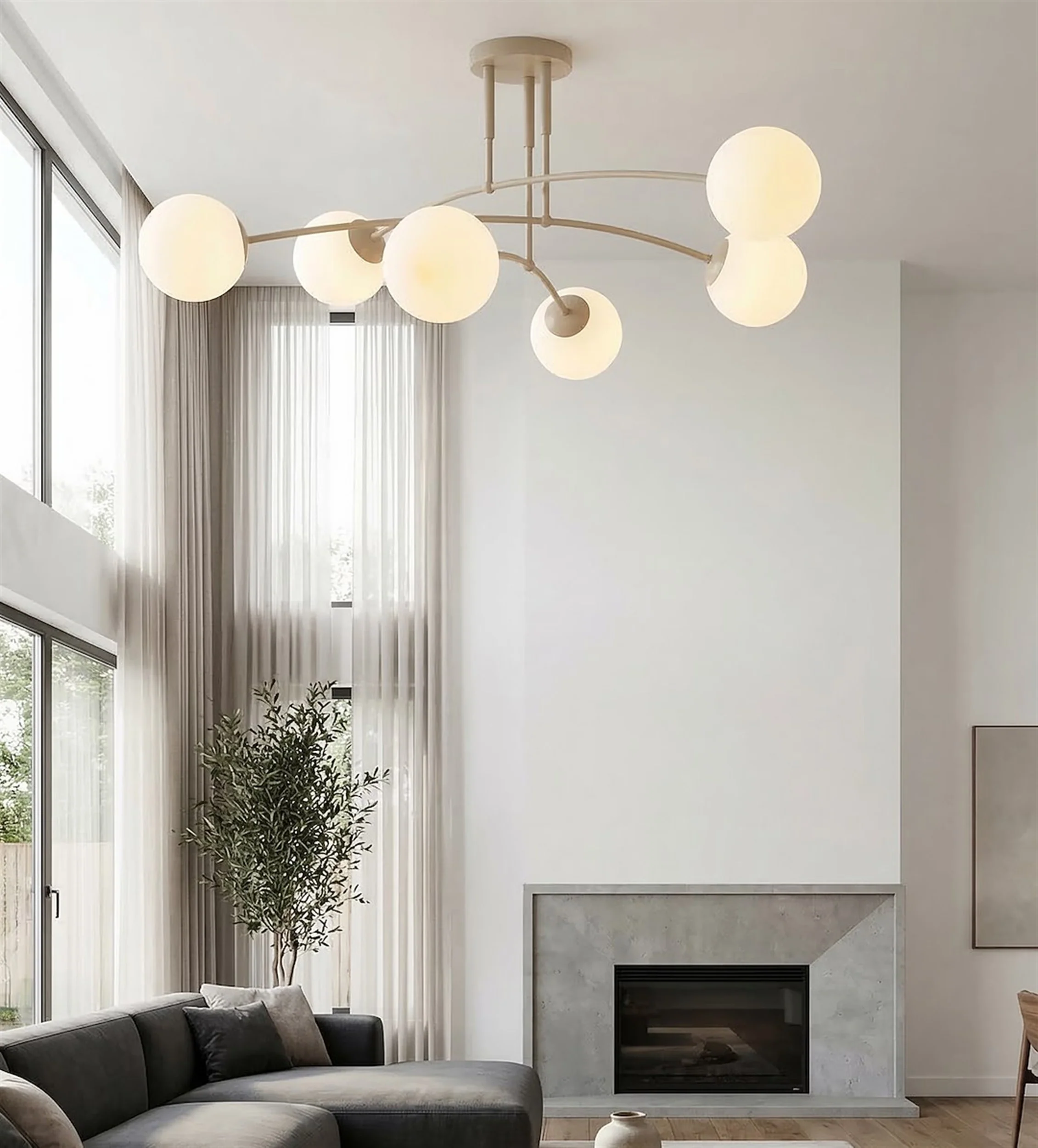 Lampa wisząca Pregos x6 mokka opal - Image 6