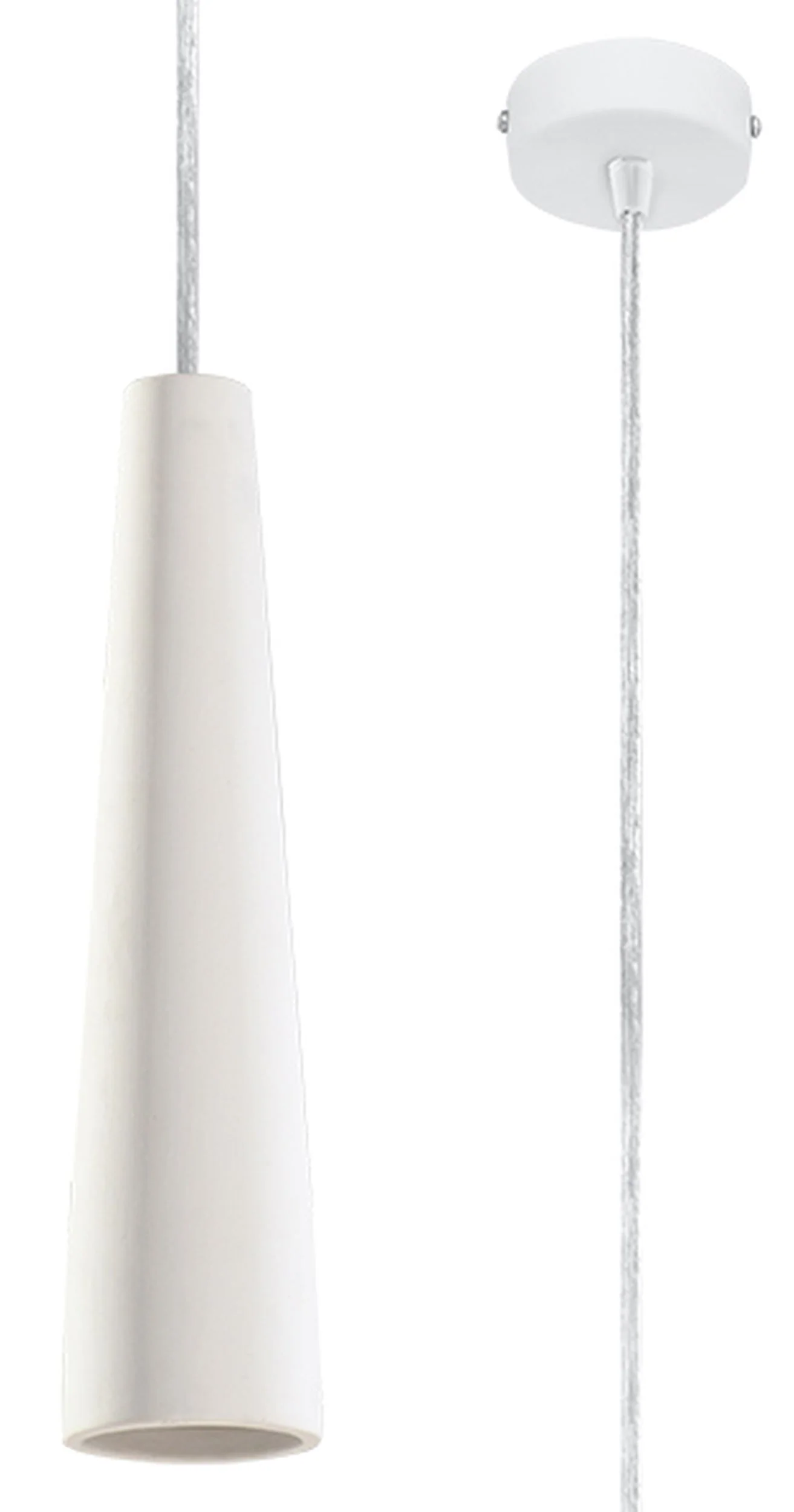 Lampa wisząca Siegg z ceramiki stożkowa średnica 7,5 cm biała