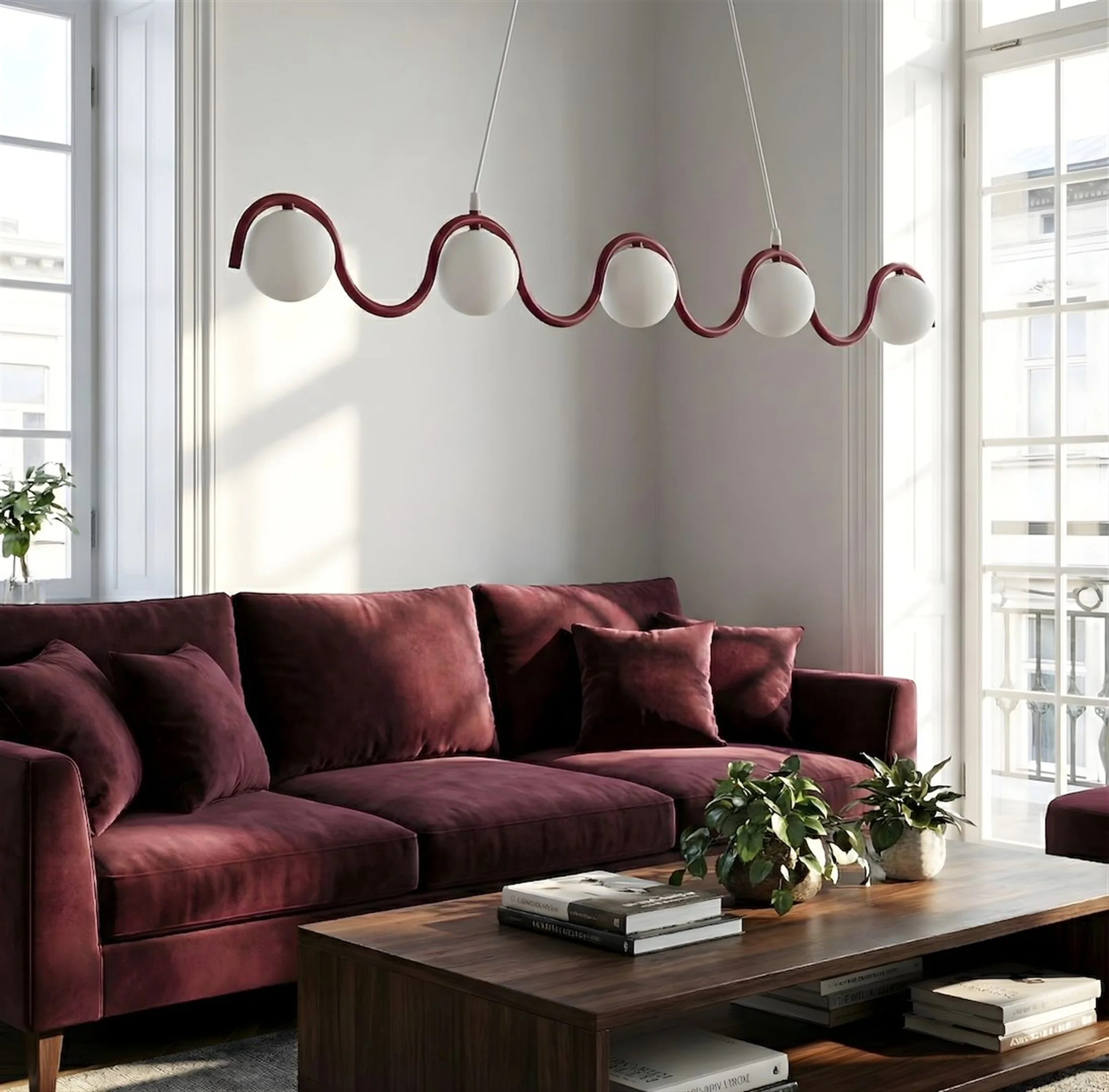 Lampa wisząca Sinus x5 burgundowa - Image 5