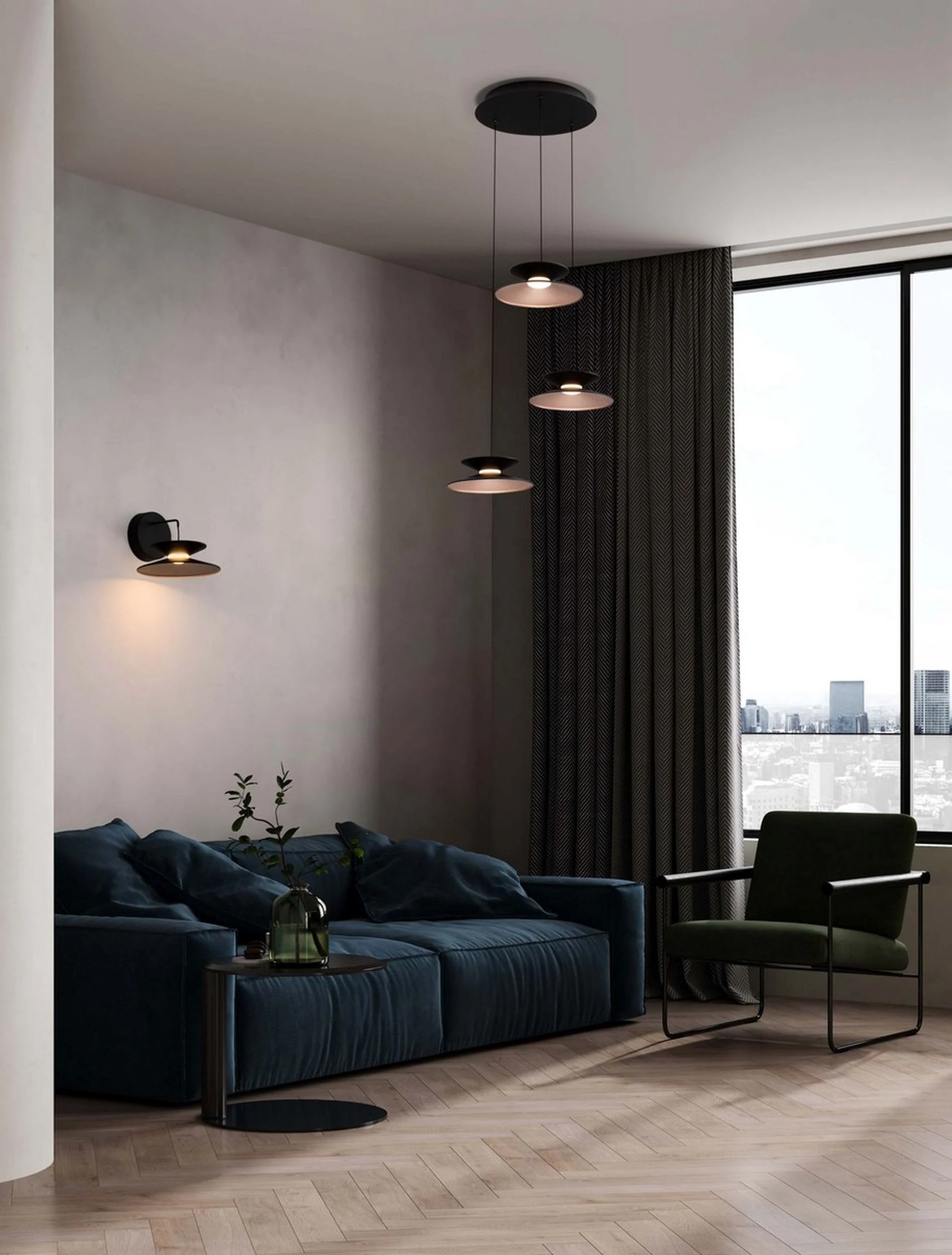 Lampa wisząca Sketter LED x3 złoto-czarna - Image 2