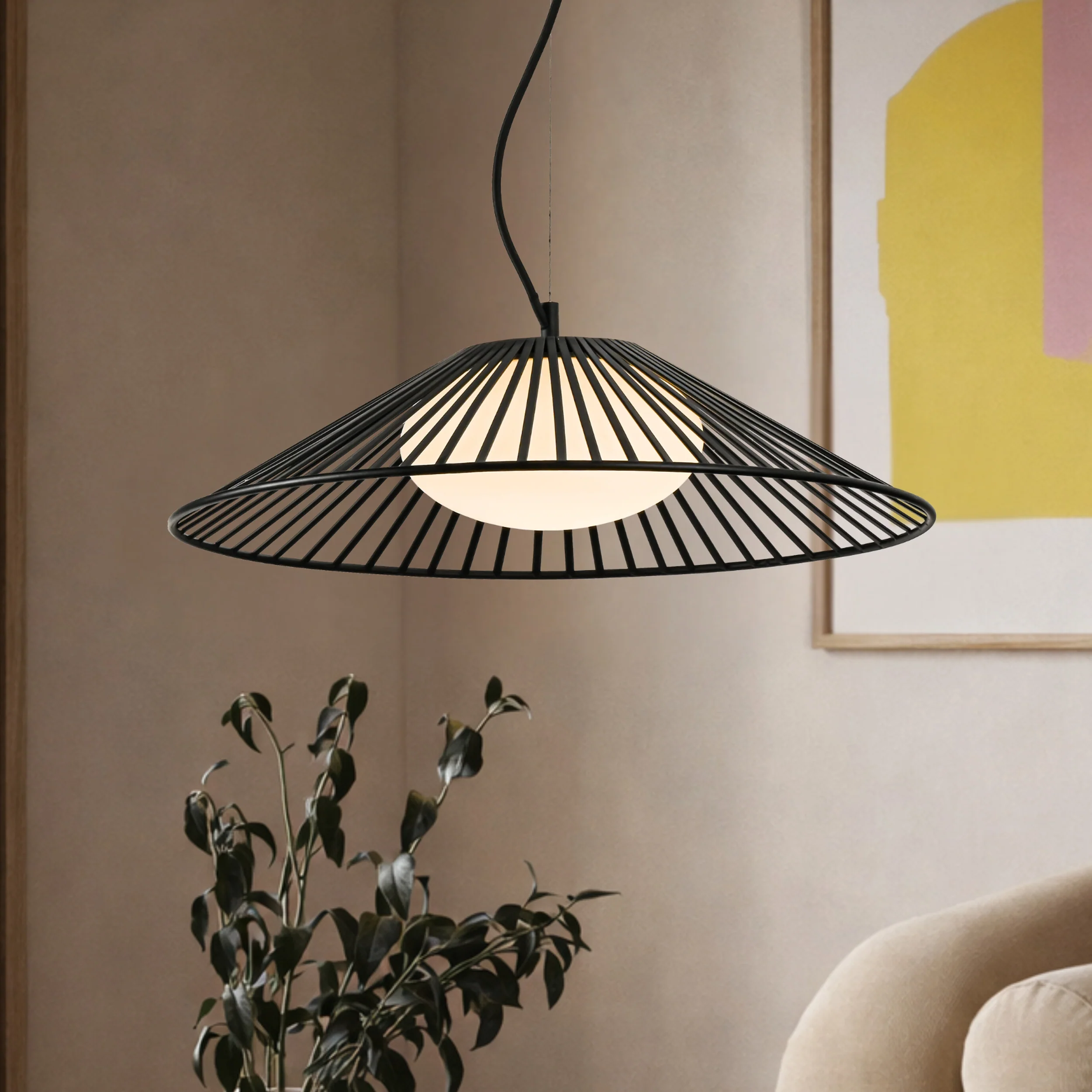 Lampa wisząca Sonte 50 czarna GX53 10W z białym kloszem - Image 2