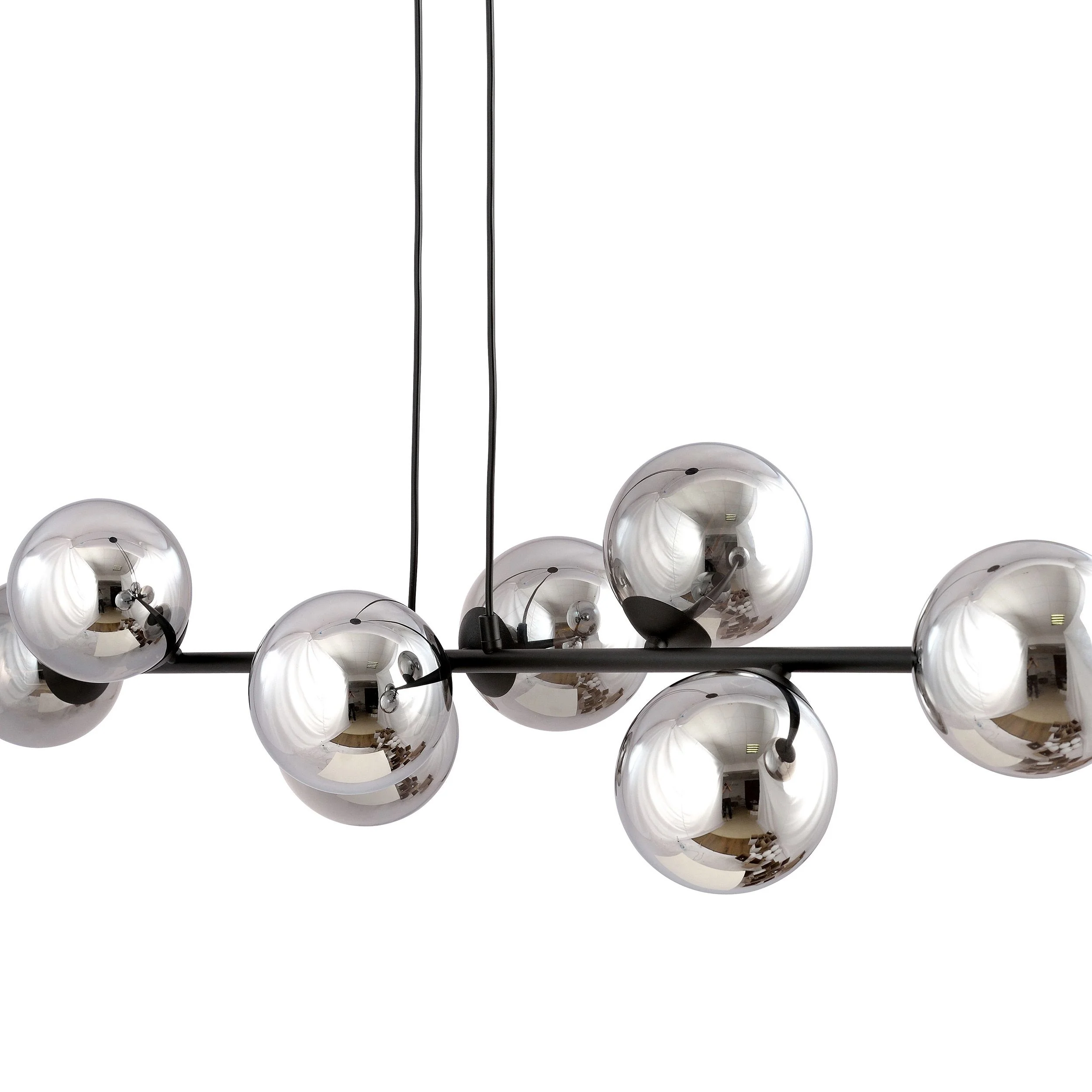 Lampa wisząca Sulmona czarna z grafitowymi kloszami x8 - Image 10