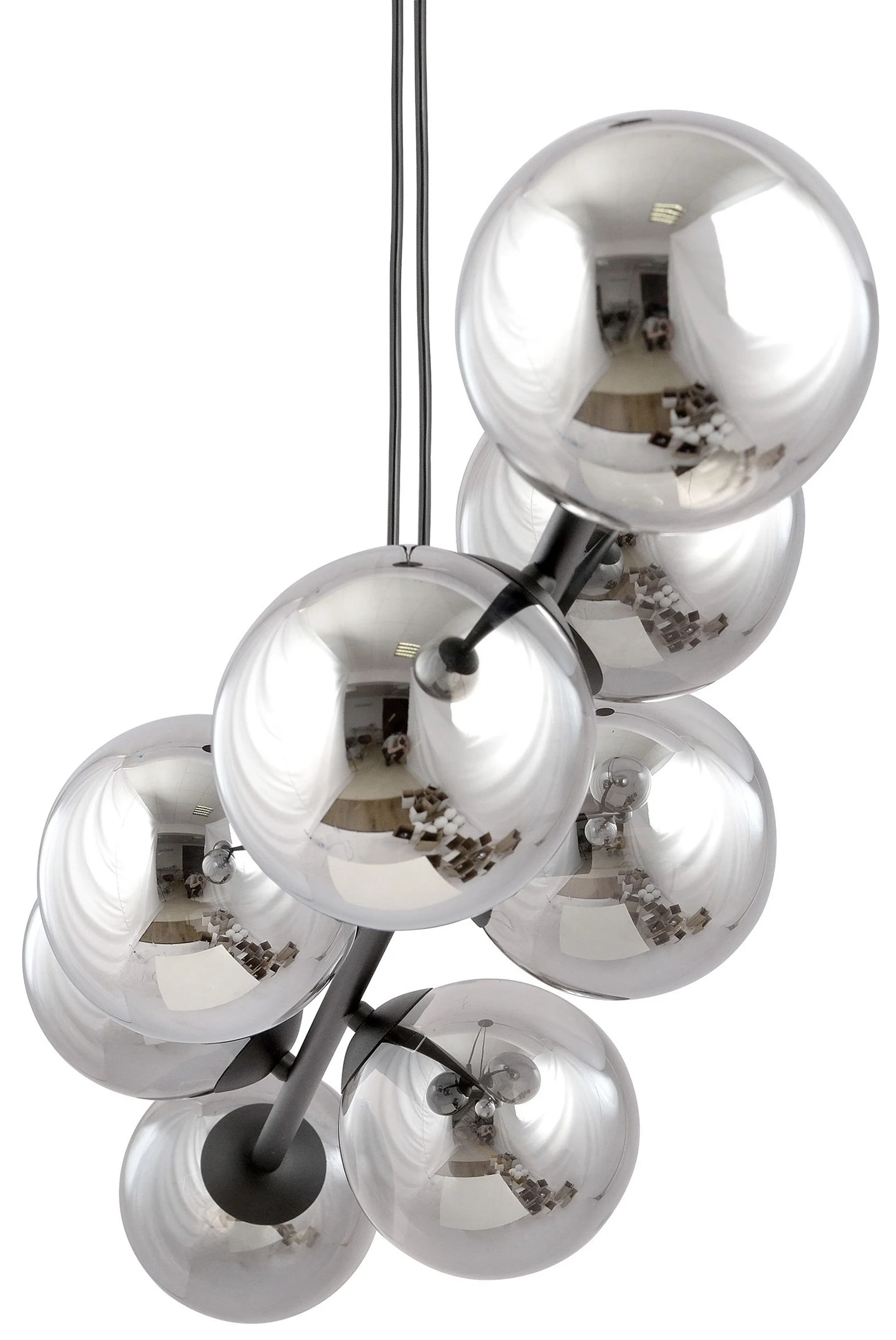 Lampa wisząca Sulmona czarna z grafitowymi kloszami x8 - Image 11
