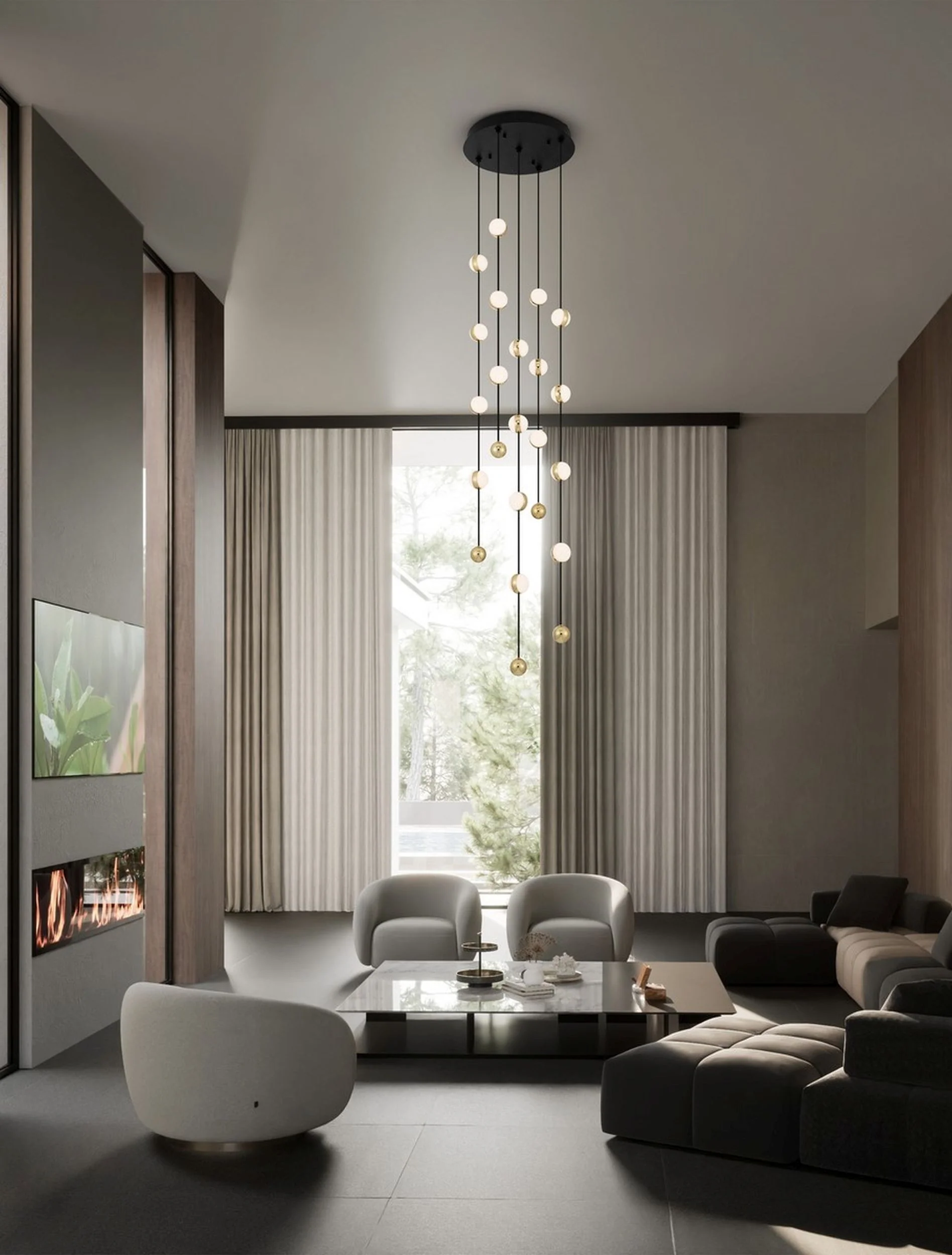Lampa wisząca Systally LED 200 cm złoto-czarna - Image 2