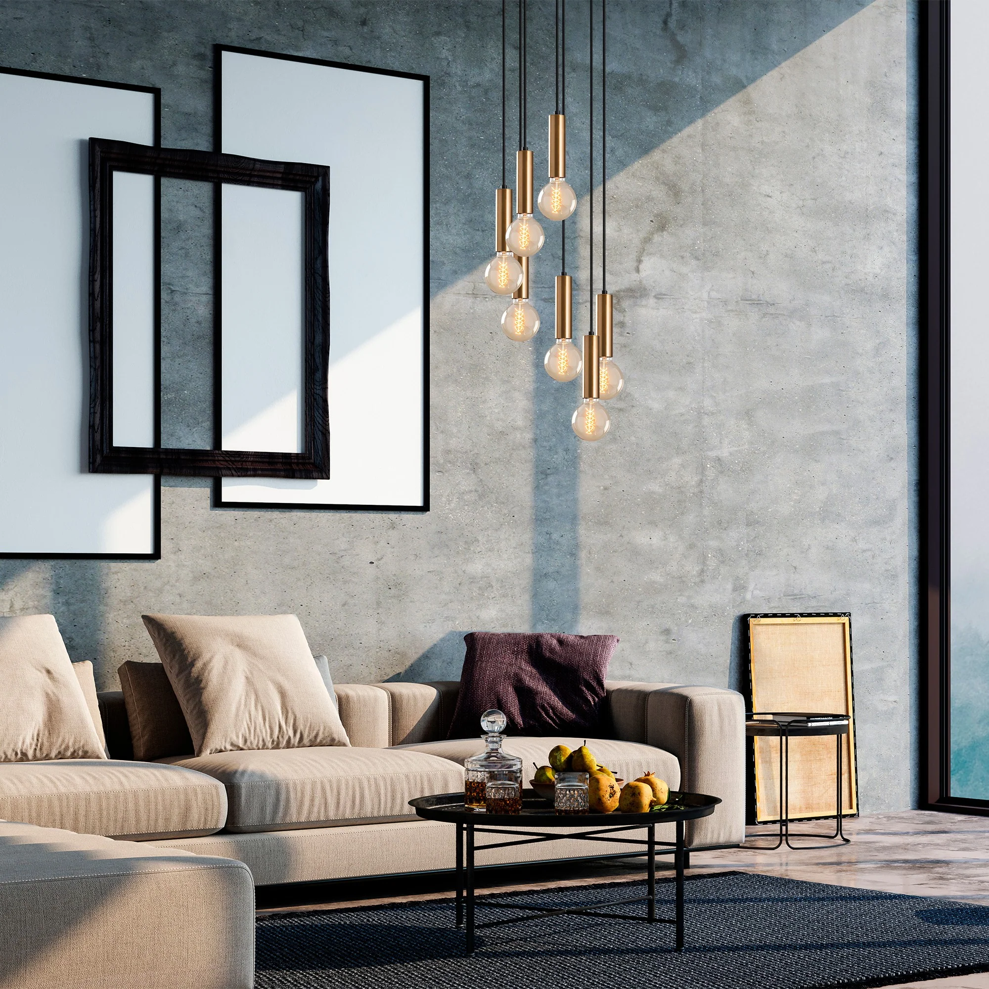 Lampa wisząca Thestly x7 czarno-złota - Image 3