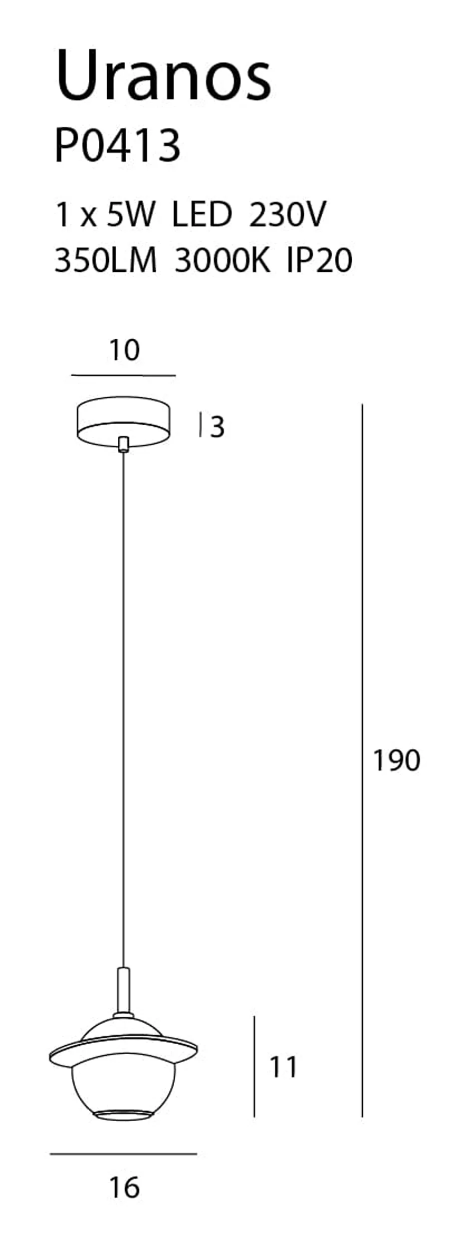 Lampa wisząca Uranos biała - Image 3