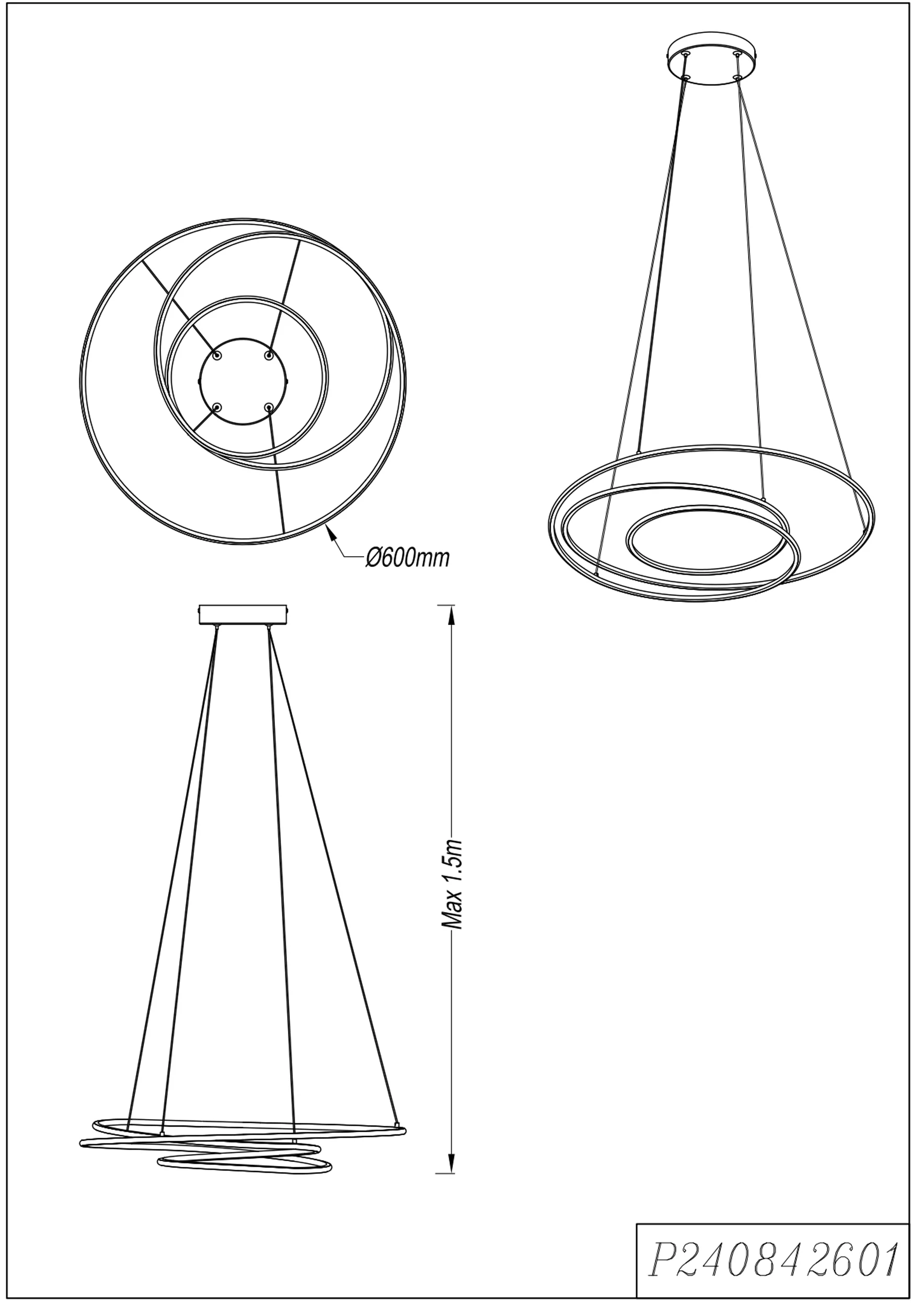 Lampa wisząca Zephyra czarna - Image 2