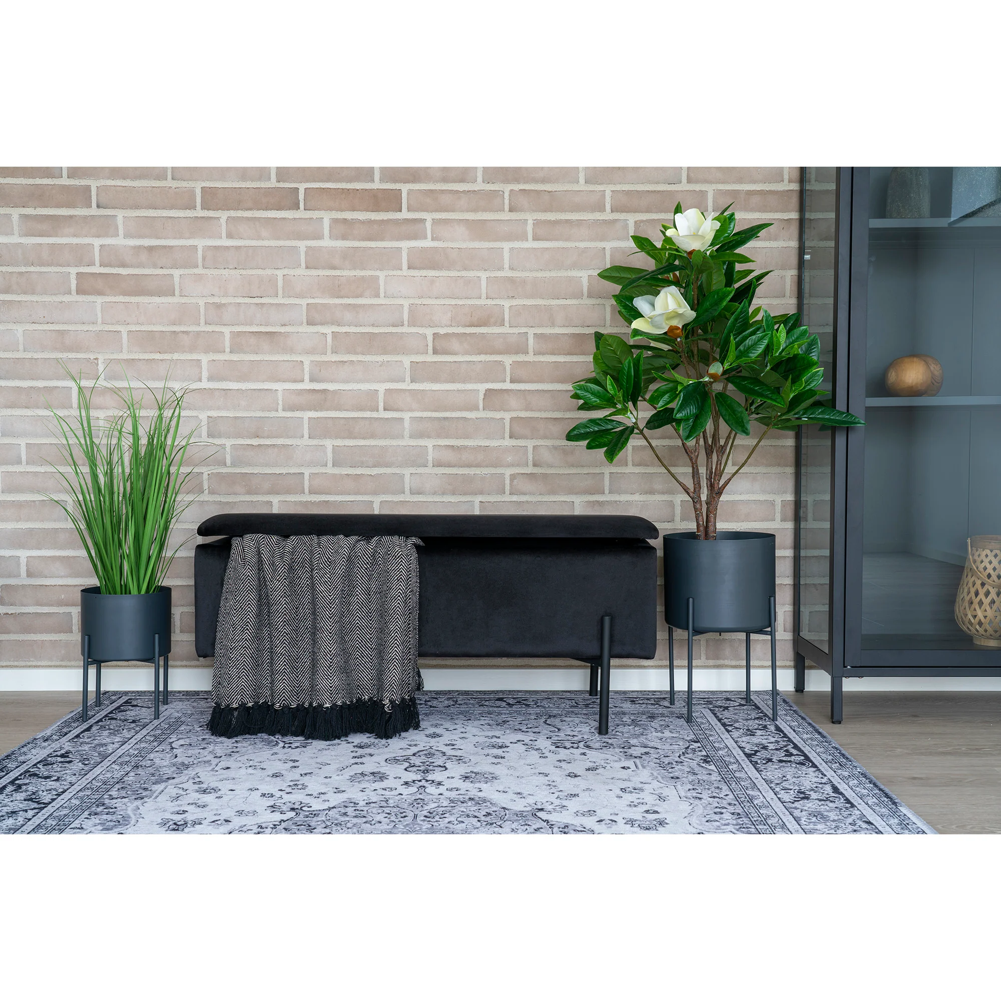 Ławka tapicerowana Bellent 95 cm czarna ze schowkiem - Image 2