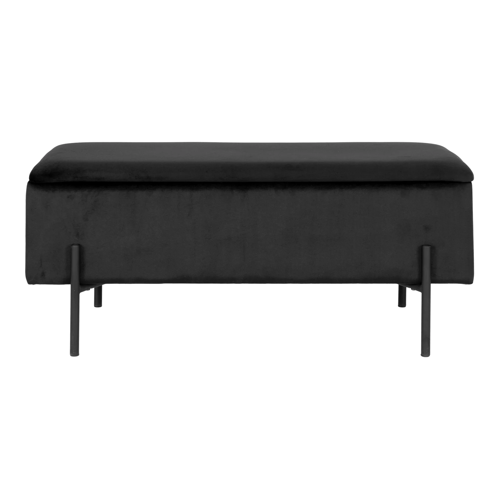 Ławka tapicerowana Bellent 95 cm czarna ze schowkiem - Image 3