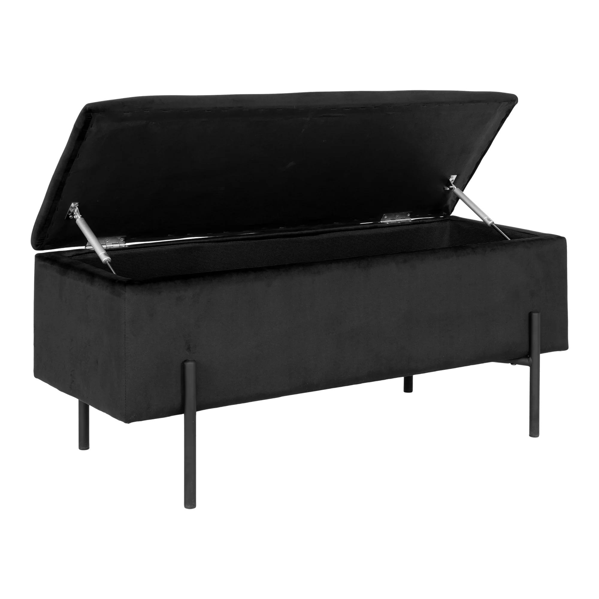 Ławka tapicerowana Bellent 95 cm czarna ze schowkiem - Image 4