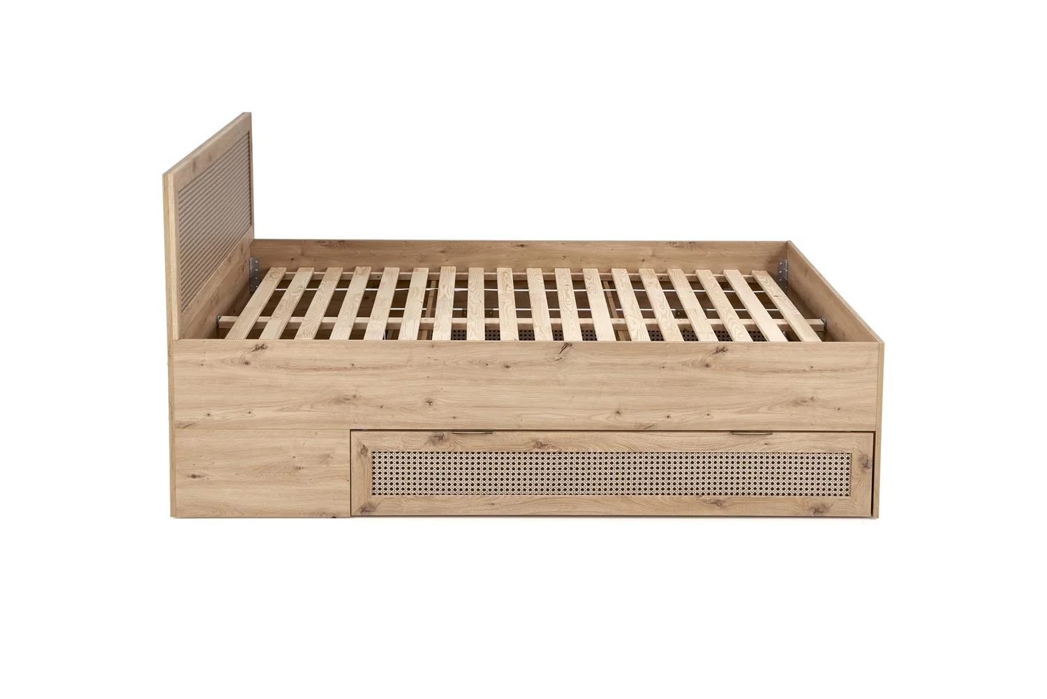 Łóżko drewniane Trivilla z szufladami dąb artisan/ plecionka wiedeńska - Image 8