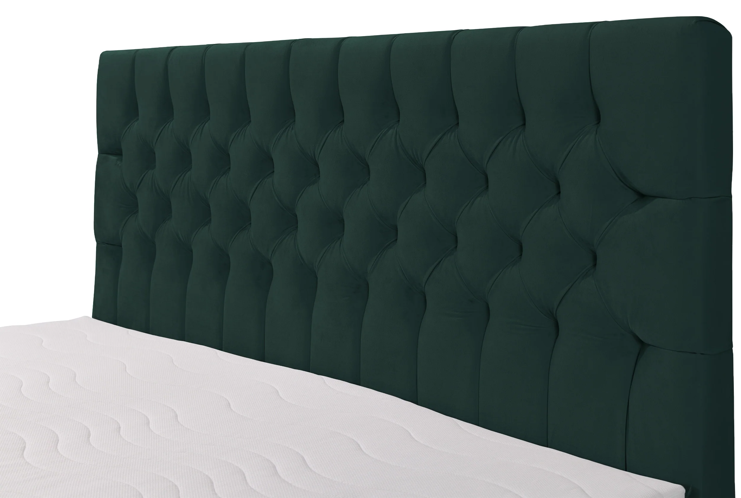 Łóżko kontynentalne 140x200 cm Daissy z pojemnikami i topperem butelkowa zieleń welur - Image 4