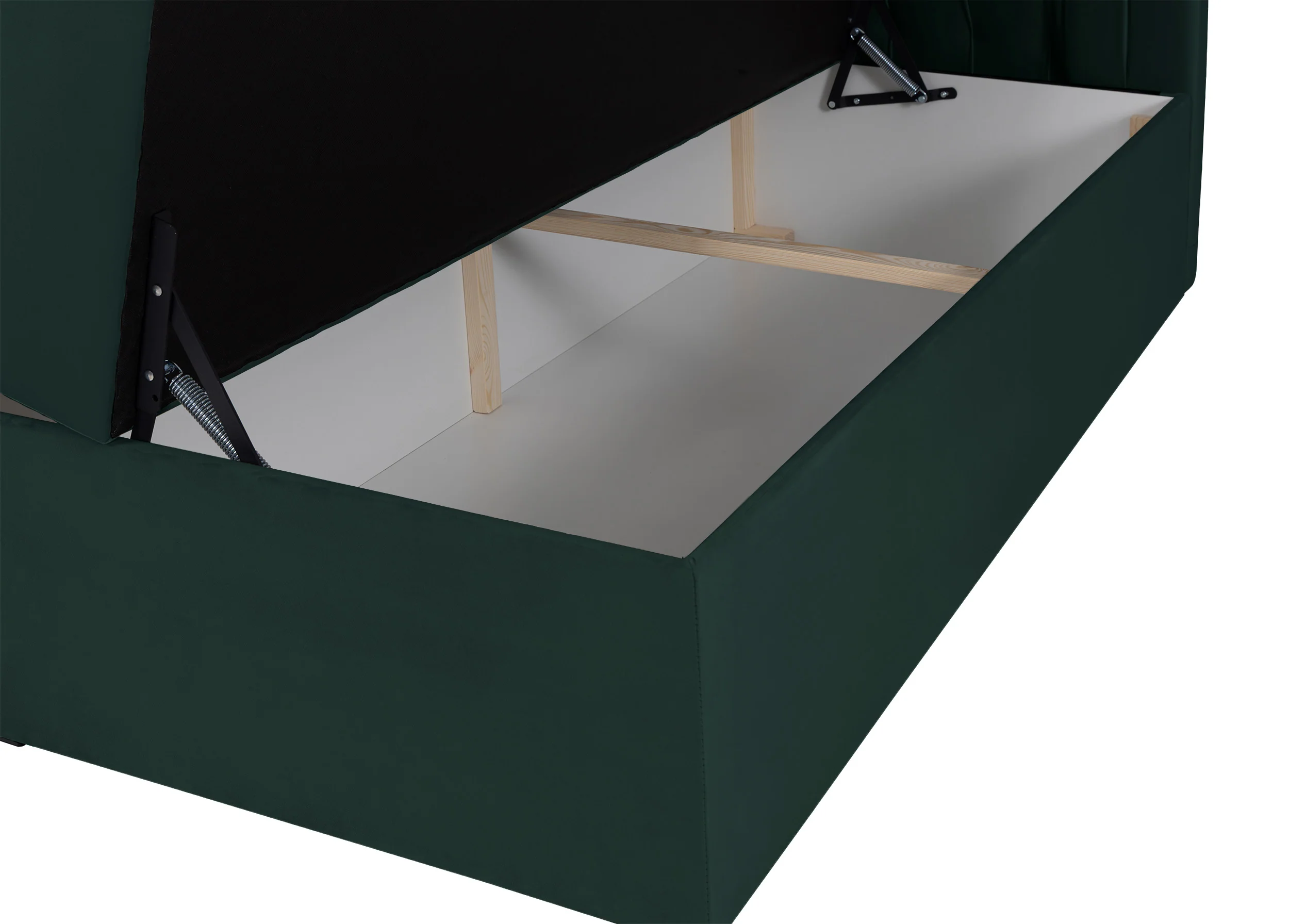 Łóżko kontynentalne 140x200 cm Daissy z pojemnikami i topperem butelkowa zieleń welur - Image 9