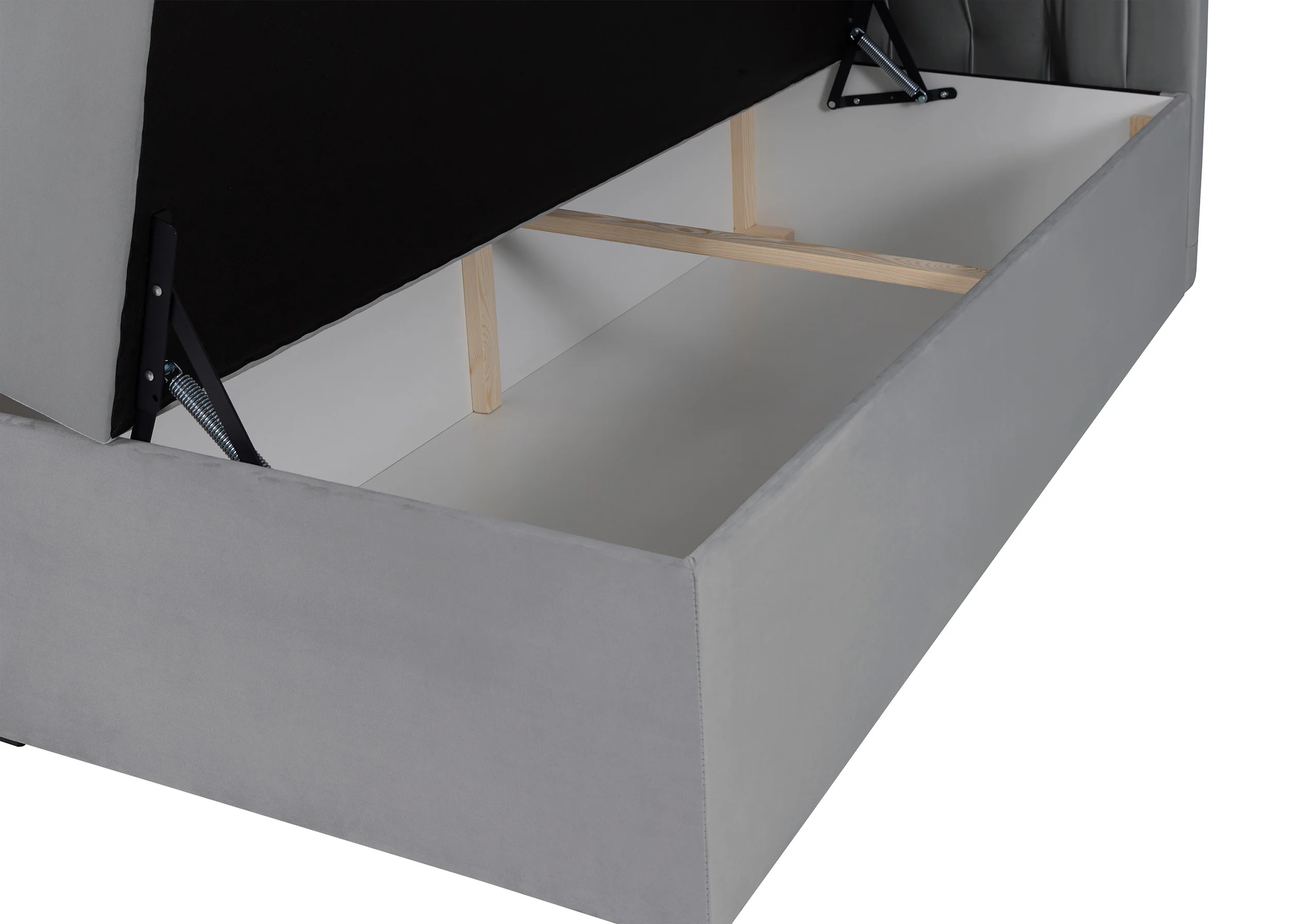 Łóżko kontynentalne 140x200 cm Daissy z pojemnikami i topperem szare welur - Image 9