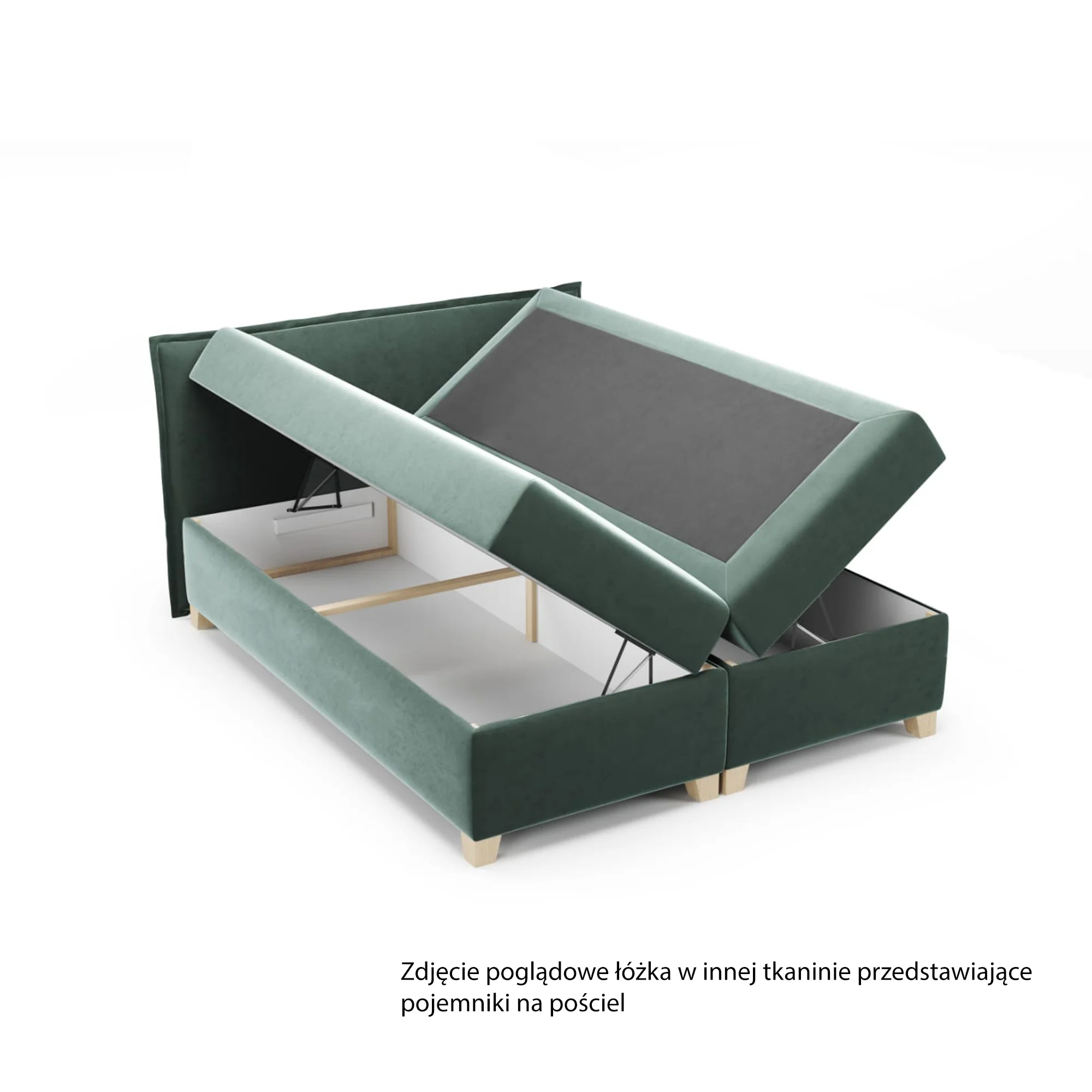 Łóżko kontynentalne 140x200 cm Froncle z pojemnikami i topperem różowe - Image 5