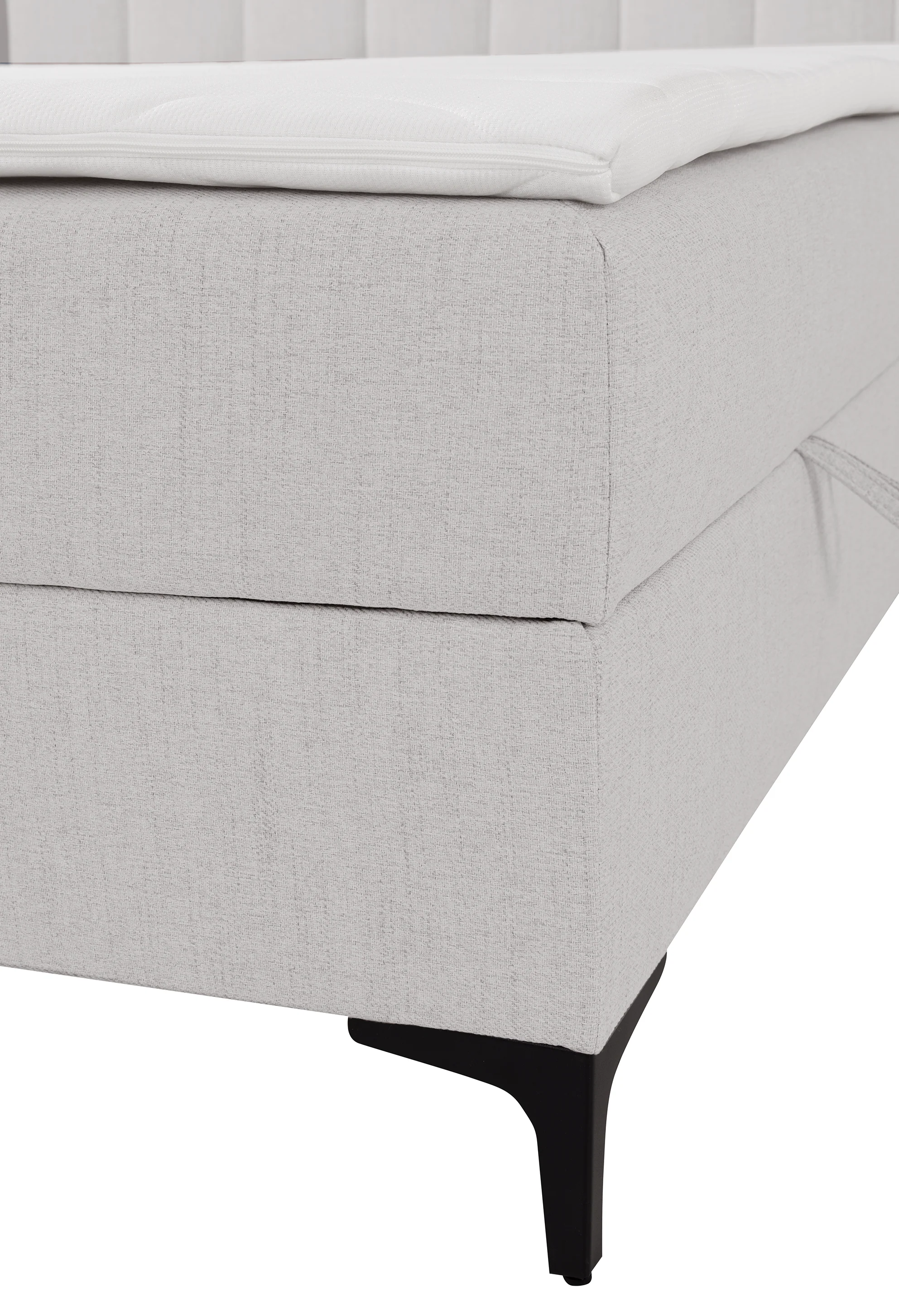 Łóżko kontynentalne 140x200 cm Lorentes z pojemnikiem i topperem jasnobeżowe plecionka - Image 7