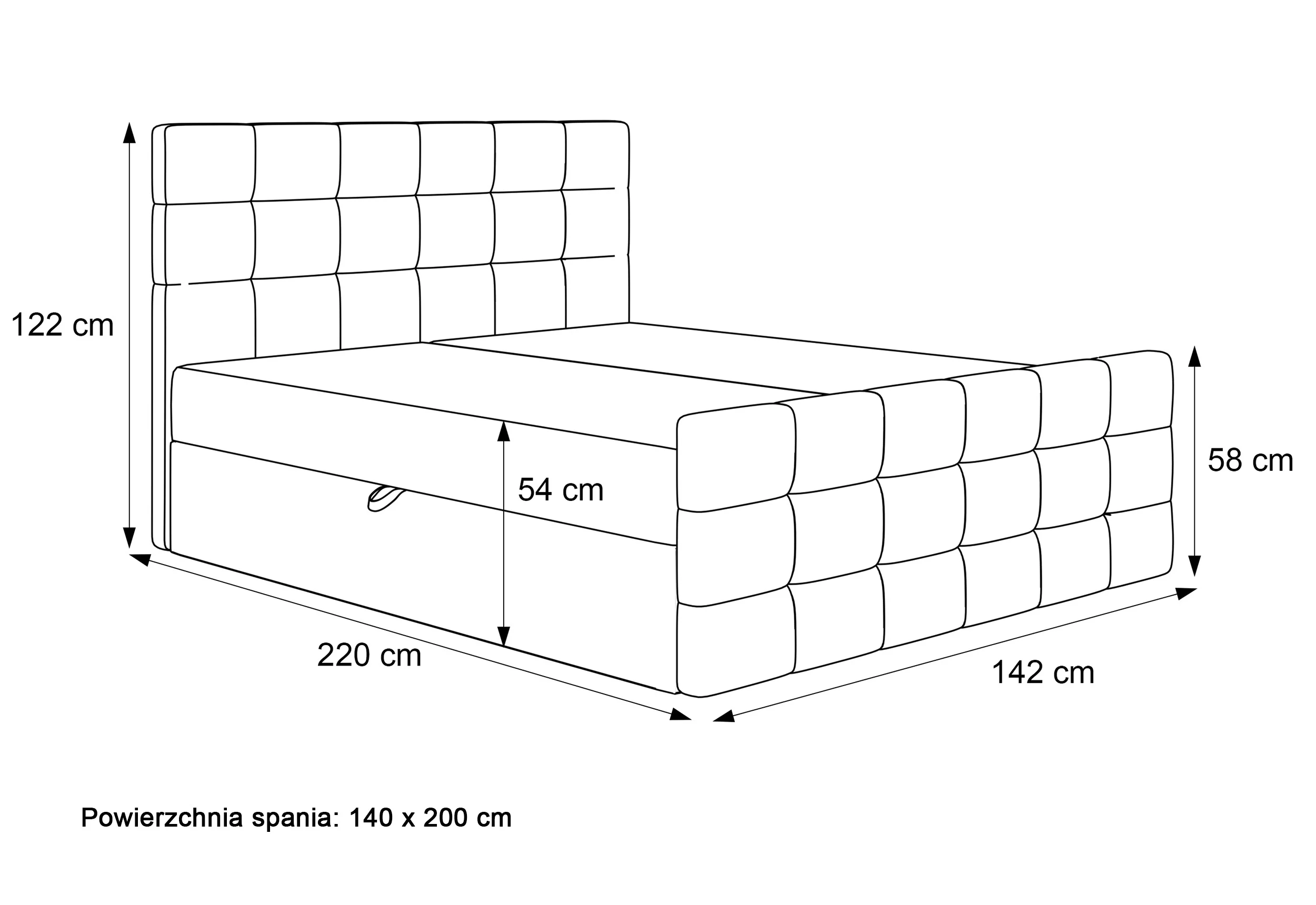 Łóżko kontynentalne 140x200 cm Padwa z pojemnikami i topperem ciemnobeżowe welur - Image 5