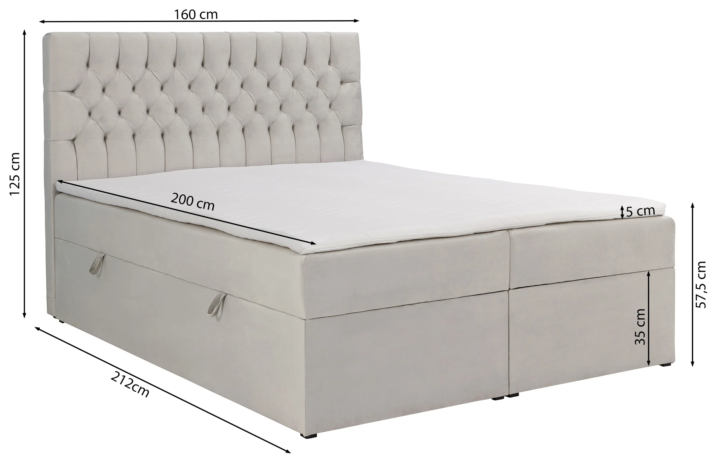 Łóżko kontynentalne 160x200 cm Daissy z pojemnikami i topperem butelkowa zieleń welur - Image 10