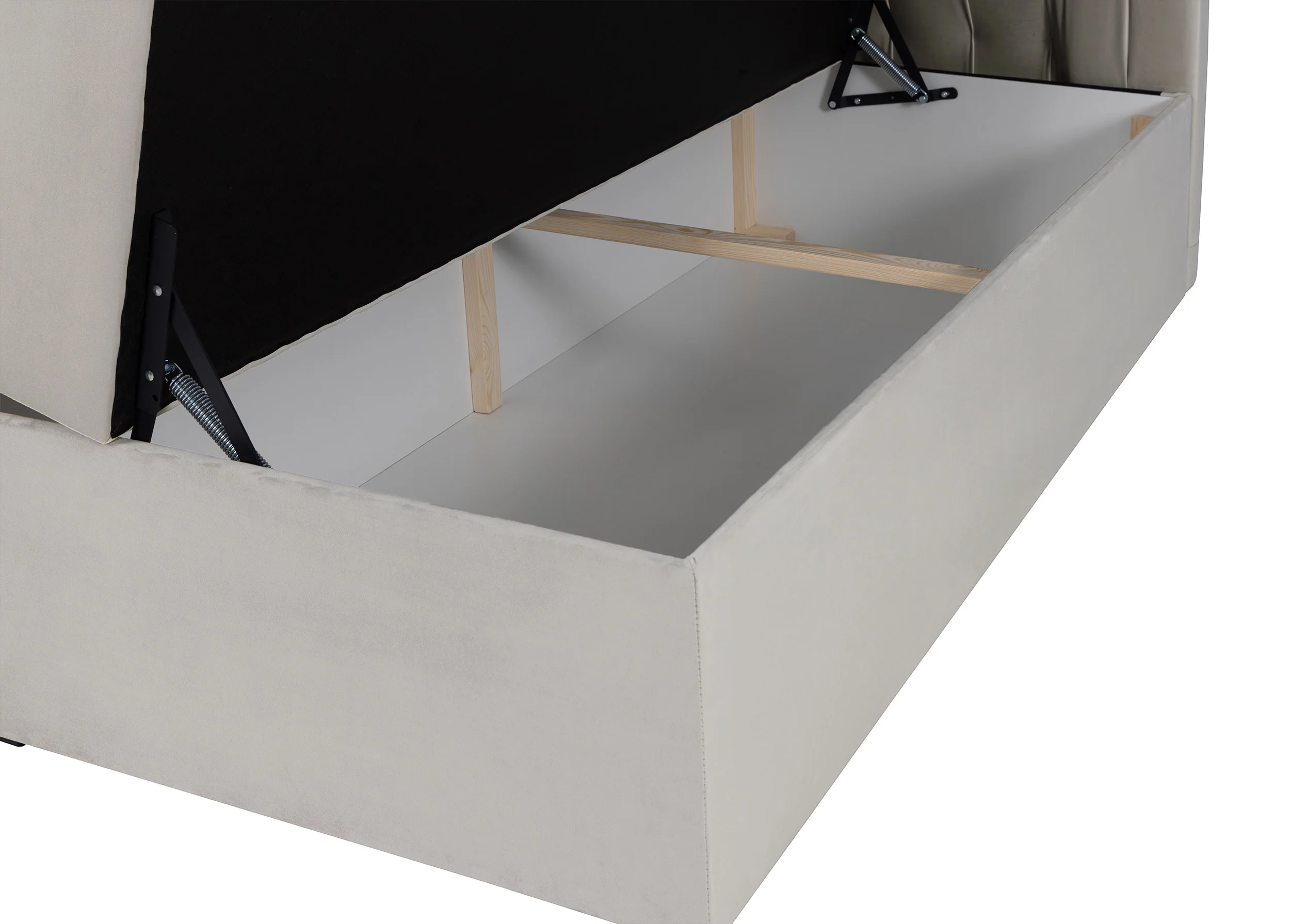 Łóżko kontynentalne 160x200 cm Daissy z pojemnikami i topperem jasnobeżowe welur - Image 9