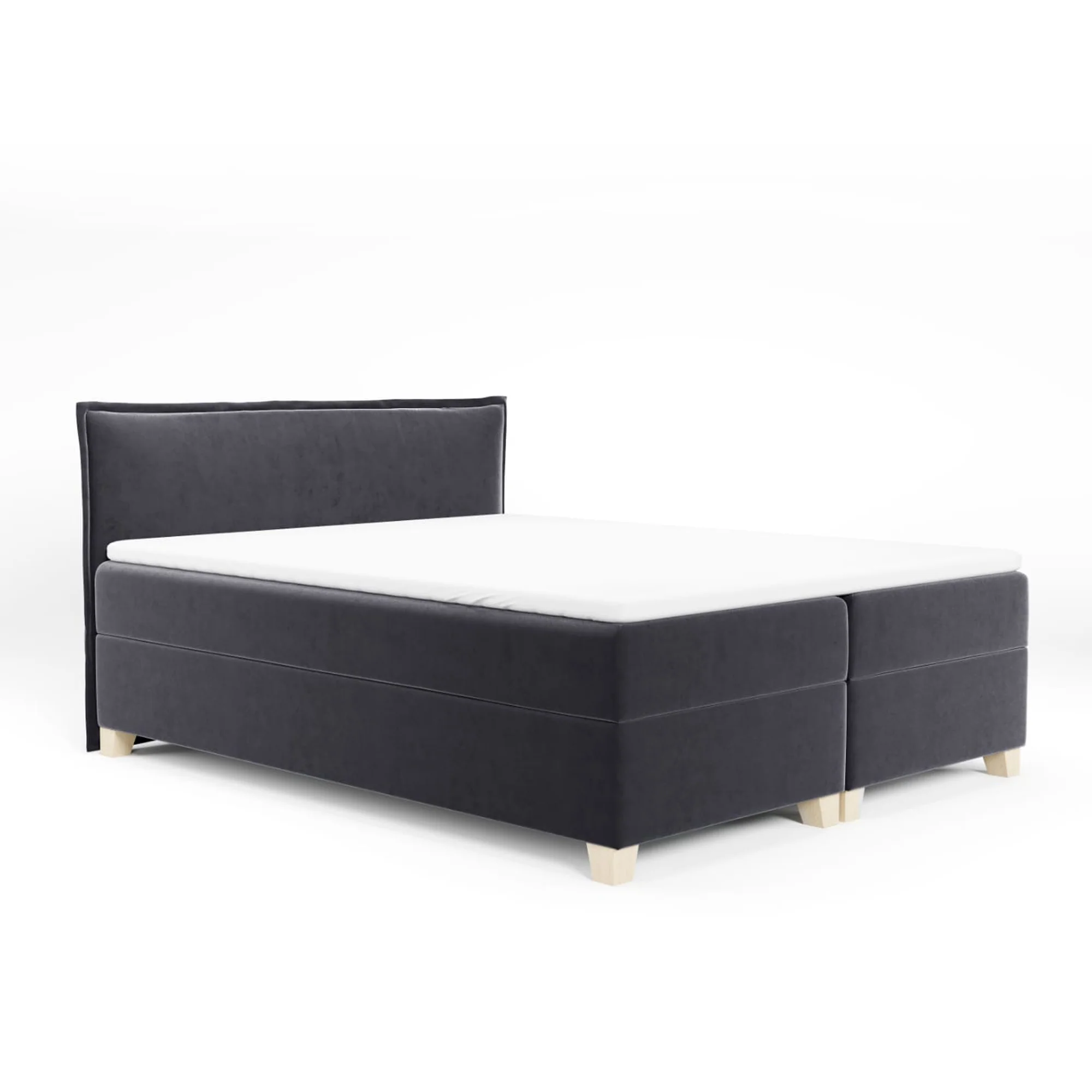 Łóżko kontynentalne 160x200 cm Froncle z pojemnikami i topperem szare - Image 3