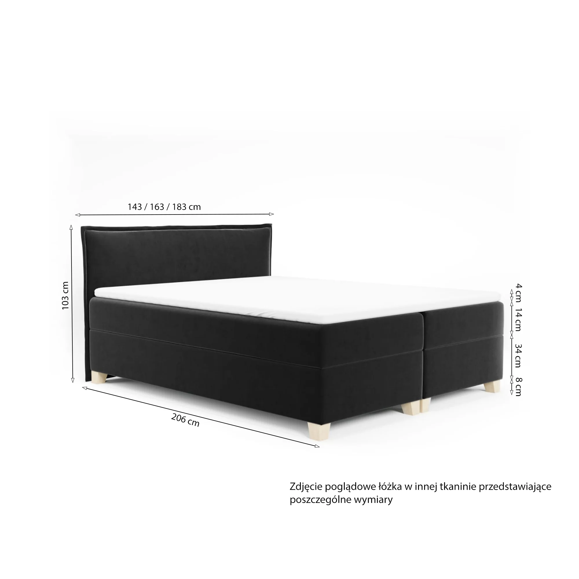 Łóżko kontynentalne 160x200 cm Froncle z pojemnikami i topperem szare - Image 4